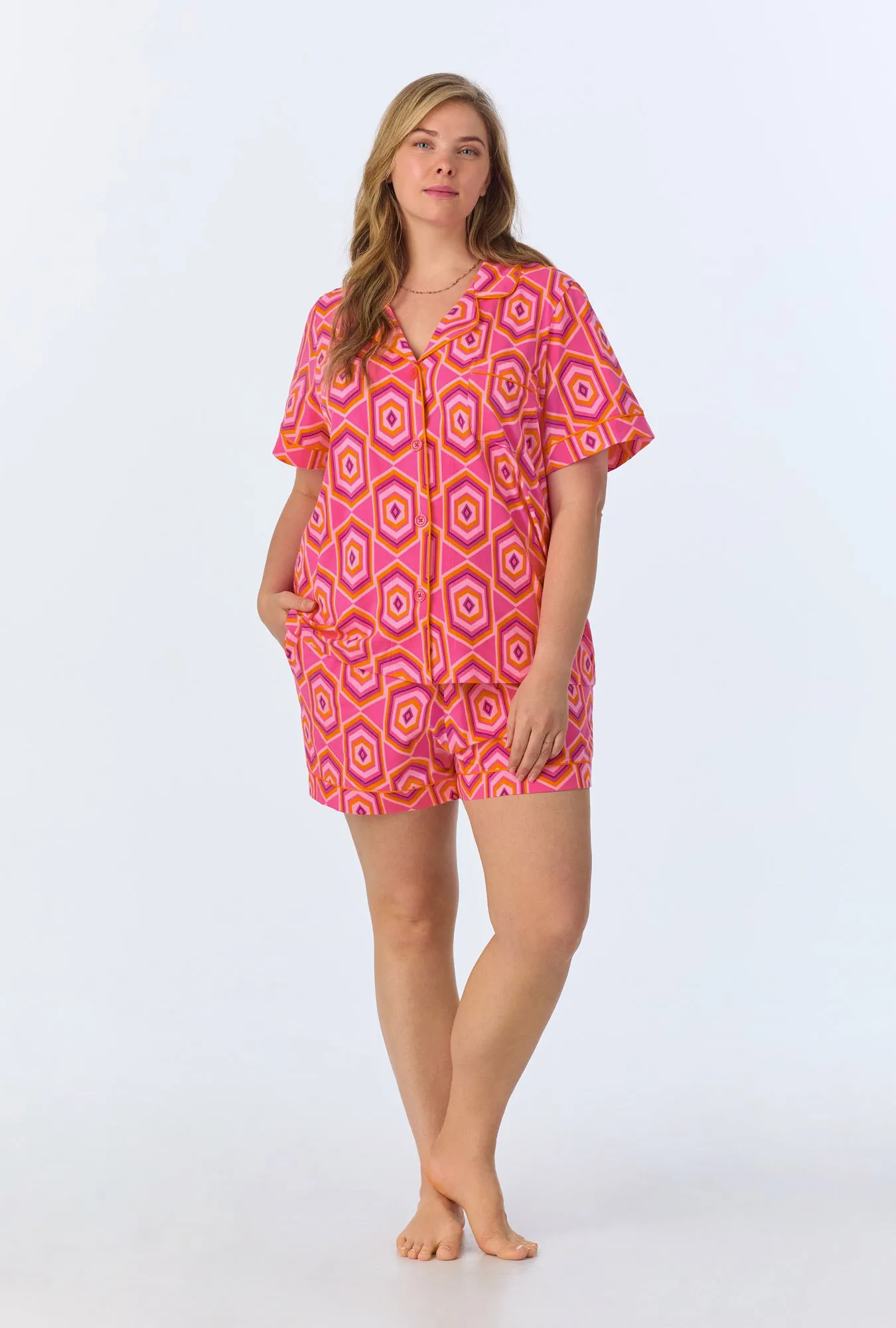 BedHead x Trina Turk Multi Hexagon Sleeve Classic Shorty Stretch Jersey PJ Set sold by BedHead product image thumbnail 4