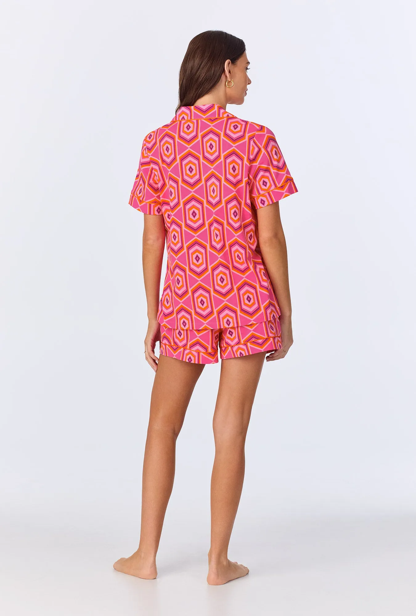 BedHead x Trina Turk Multi Hexagon Sleeve Classic Shorty Stretch Jersey PJ Set sold by BedHead product image thumbnail 3