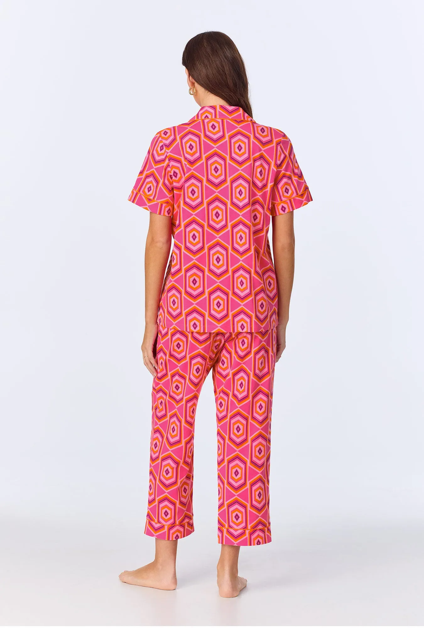 BedHead x Trina Turk Multi Hexagon Short Sleeve Classic Stretch Jersey Cropped PJ Set sold by BedHead product image thumbnail 4