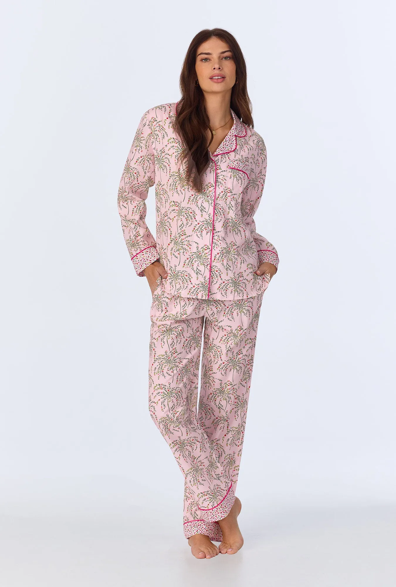 Willow Long Sleeve Classic Woven Cotton Poplin PJ Set sold by BedHead product image thumbnail 2