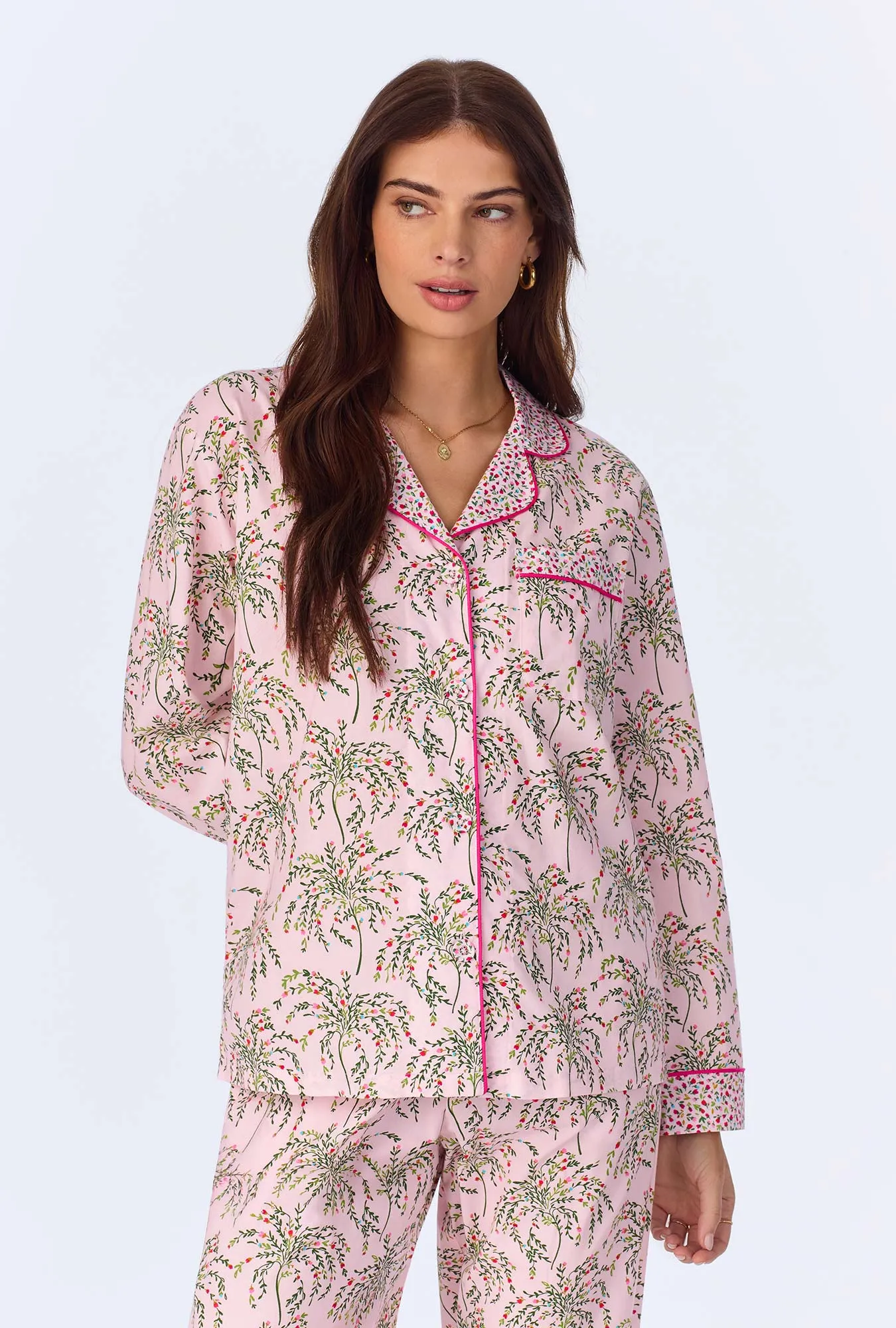 Willow Long Sleeve Classic Woven Cotton Poplin PJ Set sold by BedHead