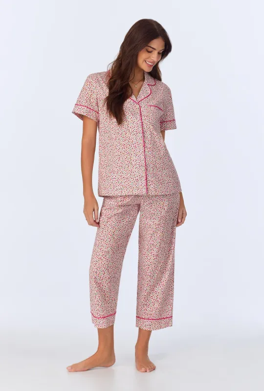 Willow Ditsy Short Sleeve Classic Woven Cotton Poplin Cropped PJ Set sold by BedHead