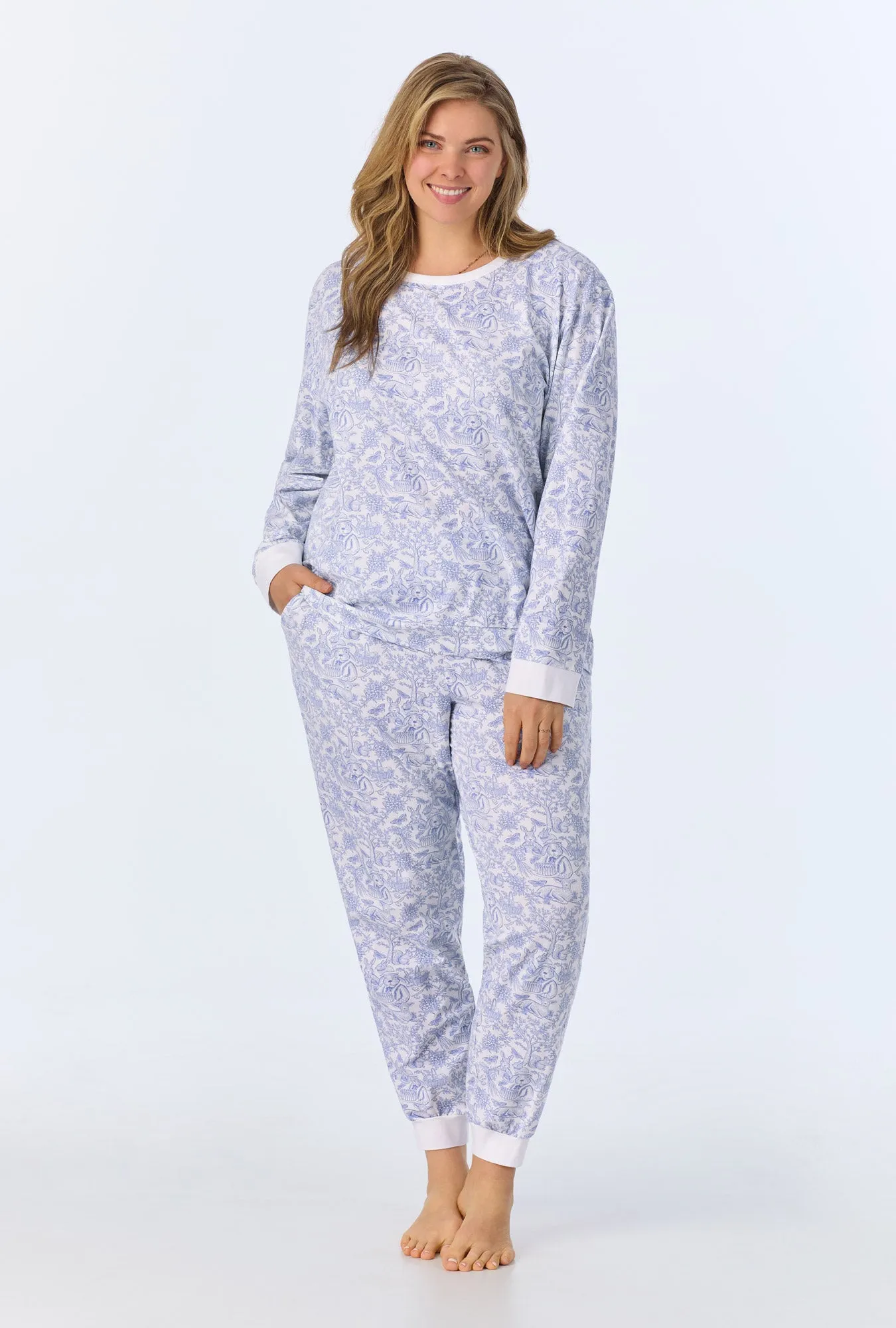 Fairytale Forest Long Sleeve Pullover Crew and Jogger Stretch Jersey PJ Set sold by BedHead product image thumbnail 5