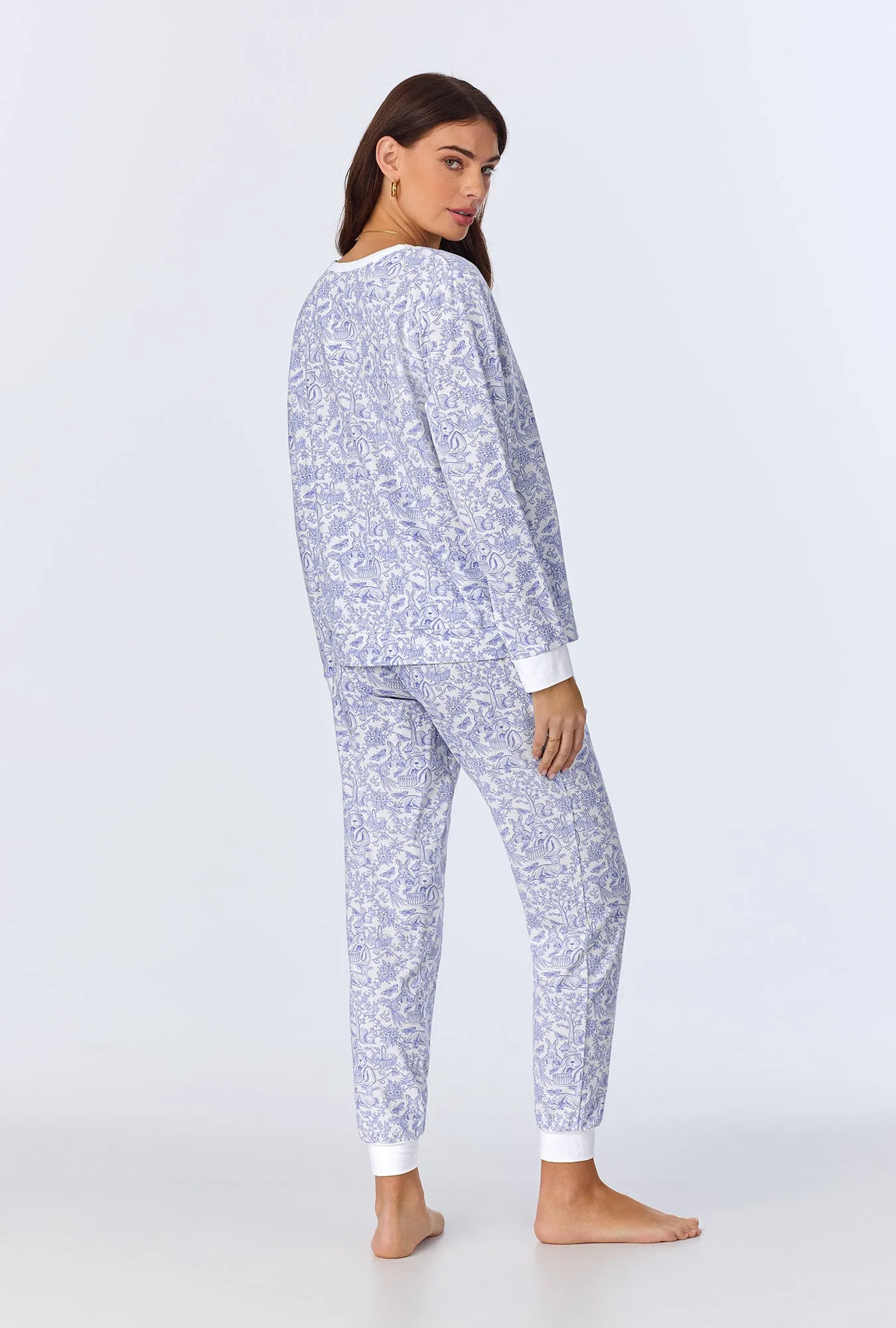 Fairytale Forest Long Sleeve Pullover Crew and Jogger Stretch Jersey PJ Set sold by BedHead product image thumbnail 4