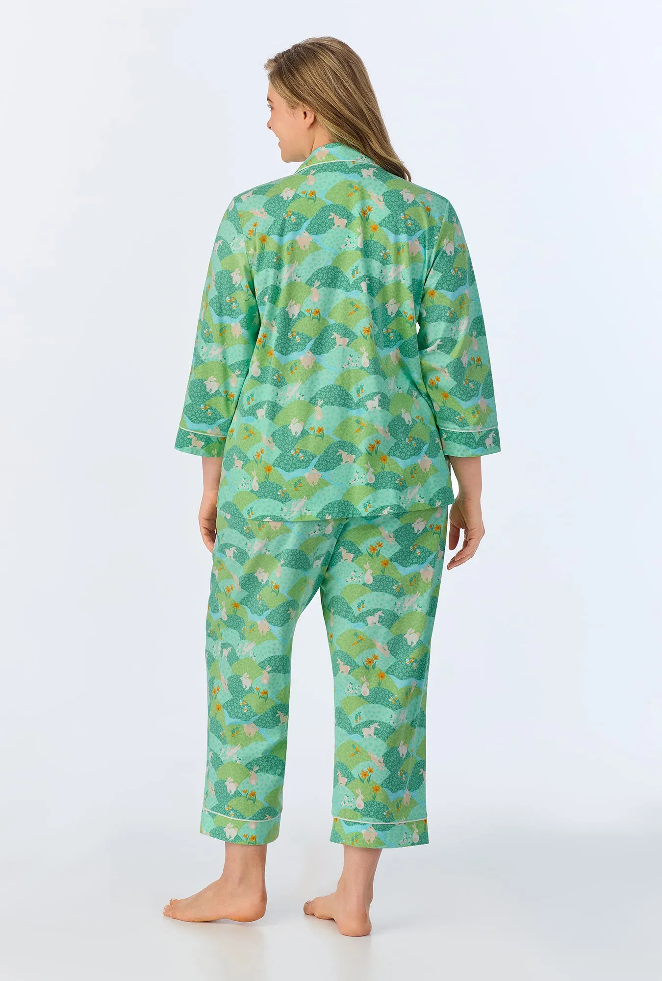 Hop To It 3/4 Sleeve Classic Stretch Jersey Cropped PJ Set sold by BedHead product image thumbnail 4