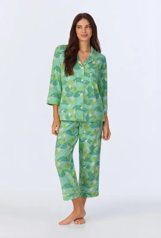 Hop To It 3/4 Sleeve Classic Stretch Jersey Cropped PJ Set made by BedHead