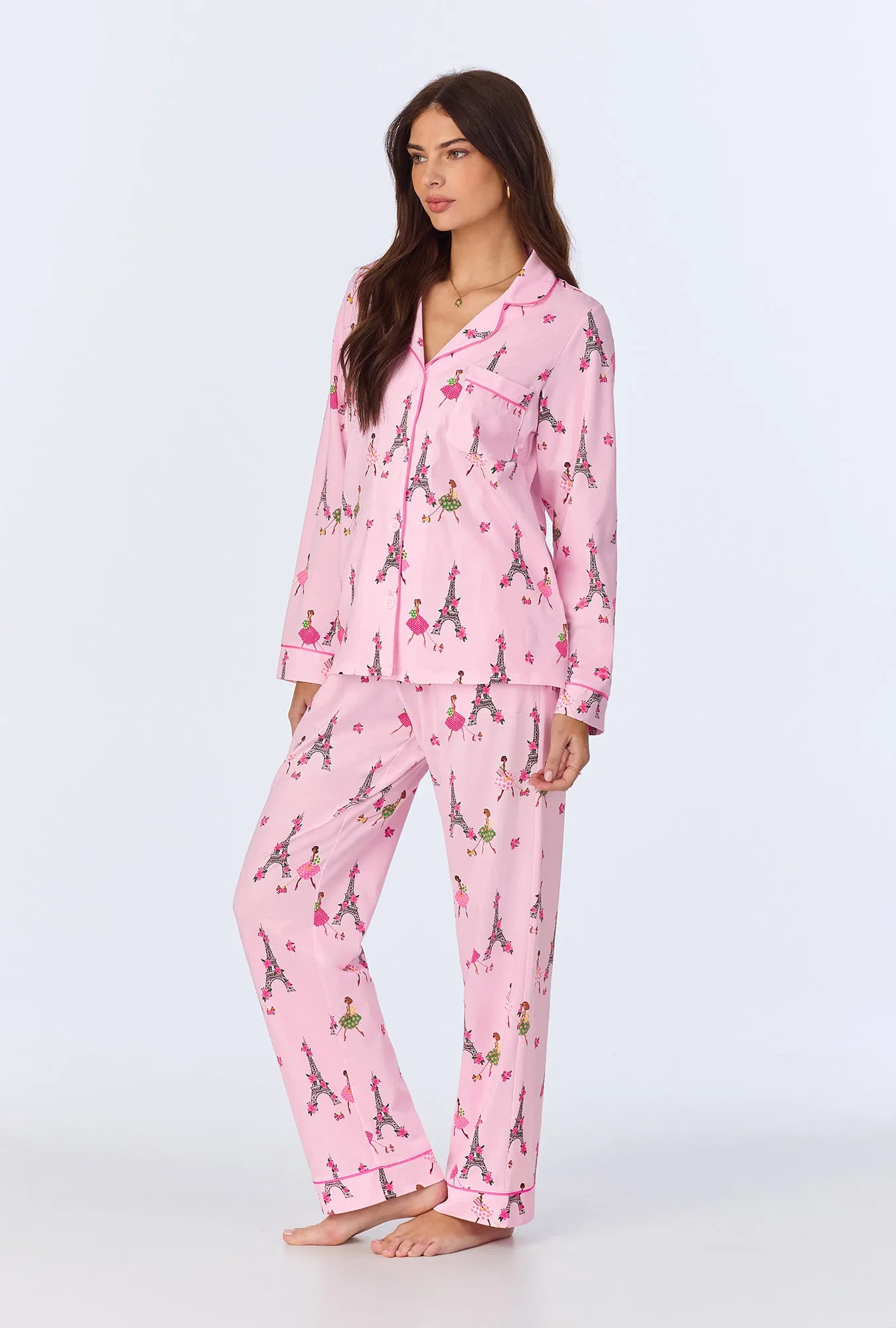 Tres Chic Long Sleeve Classic Stretch Jersey PJ Set sold by BedHead product image thumbnail 2