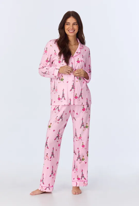 Tres Chic Long Sleeve Classic Stretch Jersey PJ Set sold by BedHead