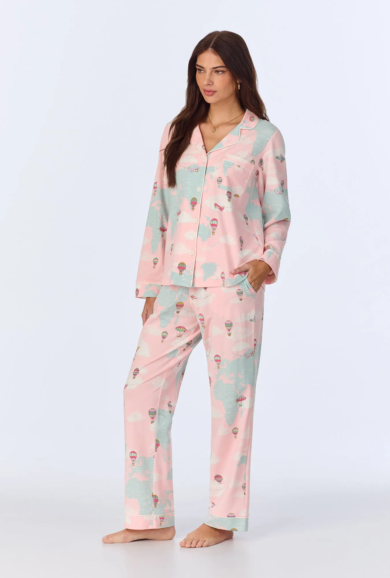 Around The World Long Sleeve Classic Stretch Jersey PJ Set sold by BedHead product image thumbnail 2
