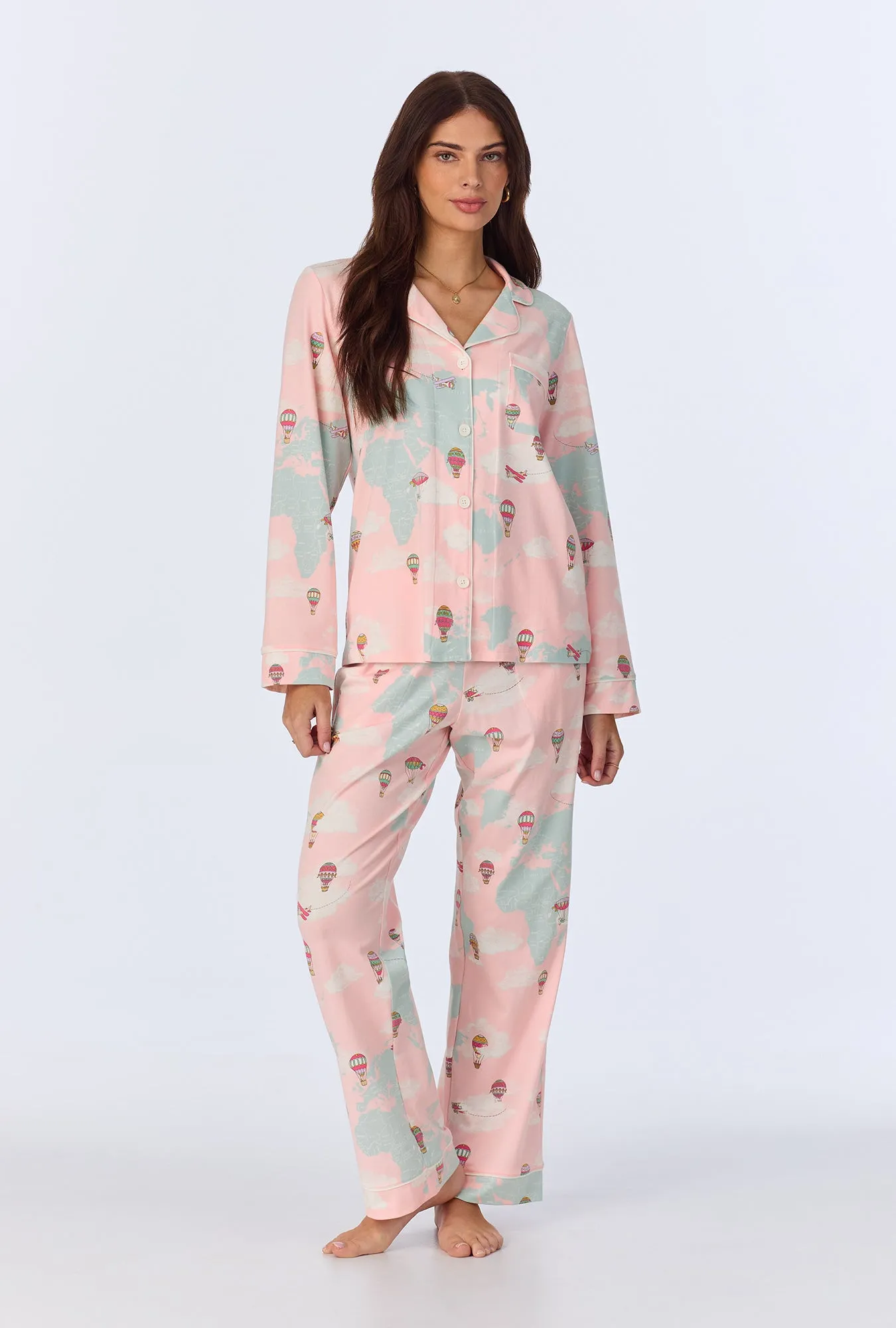 Around The World Long Sleeve Classic Stretch Jersey PJ Set sold by BedHead