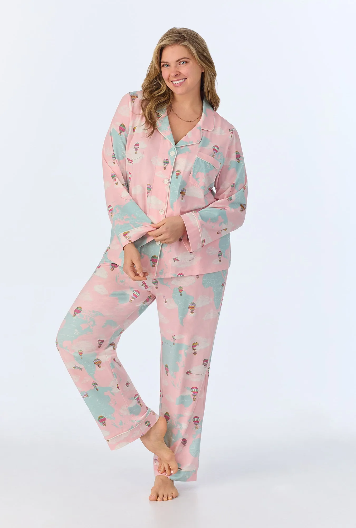 Around The World Long Sleeve Classic Stretch Jersey PJ Set sold by BedHead product image thumbnail 4