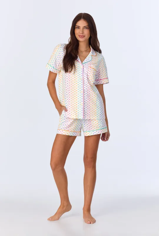 Cheery Hearts Short Sleeve Classic Shorty Stretch Jersey PJ Set sold by BedHead