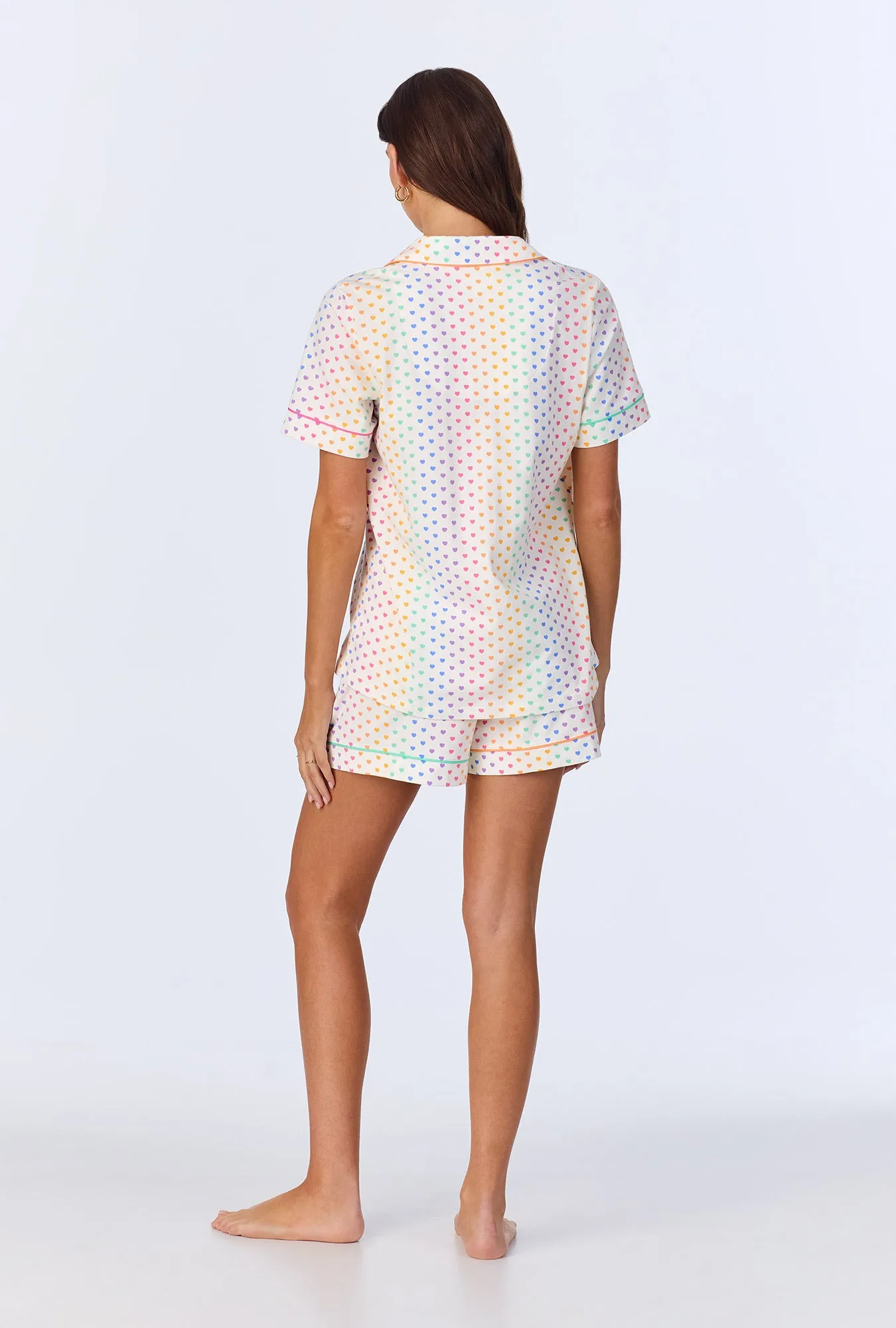 Cheery Hearts Short Sleeve Classic Shorty Stretch Jersey PJ Set sold by BedHead product image thumbnail 3