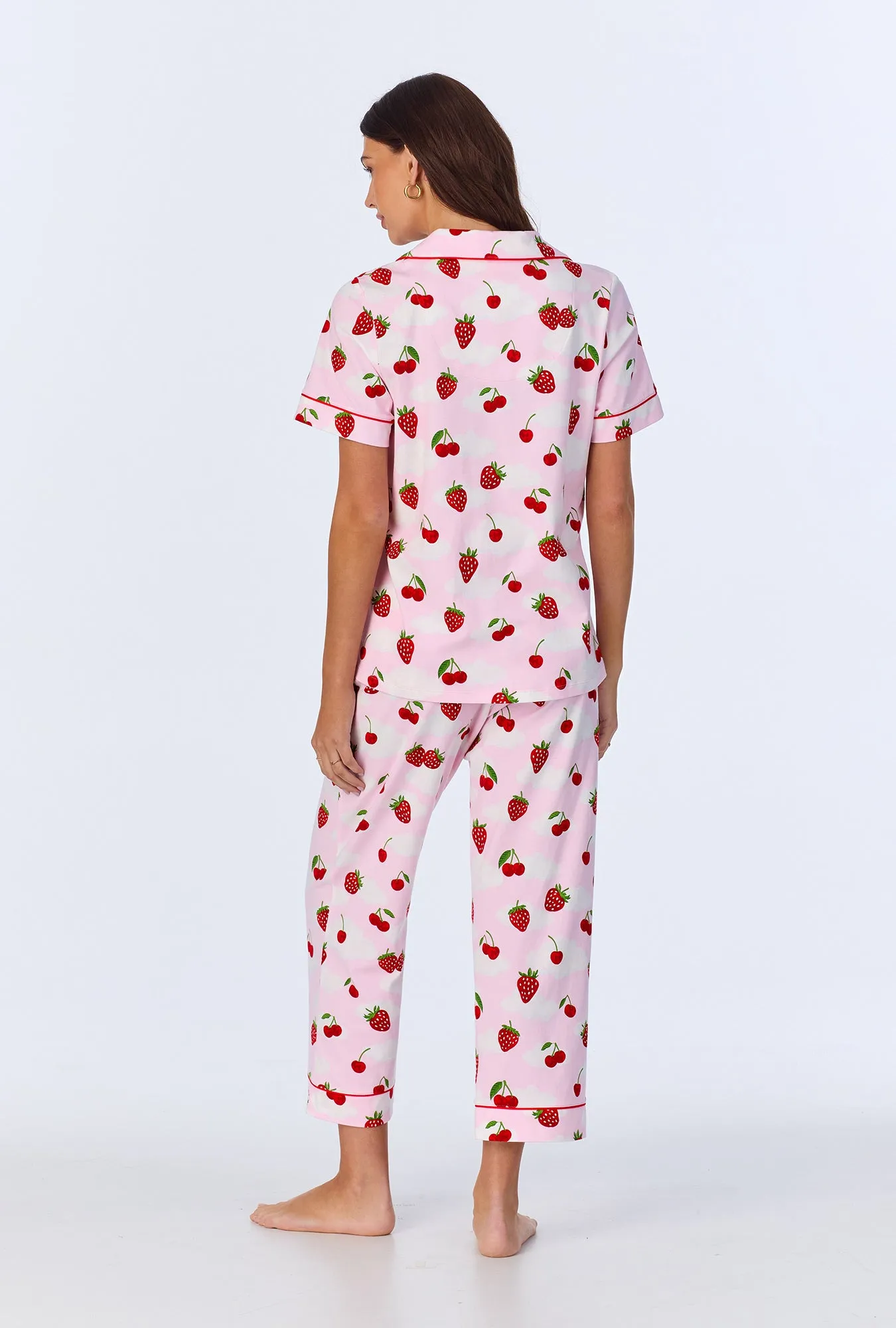 Berry Souffle Short Sleeve Classic Stretch Jersey Cropped PJ Set sold by BedHead product image thumbnail 4