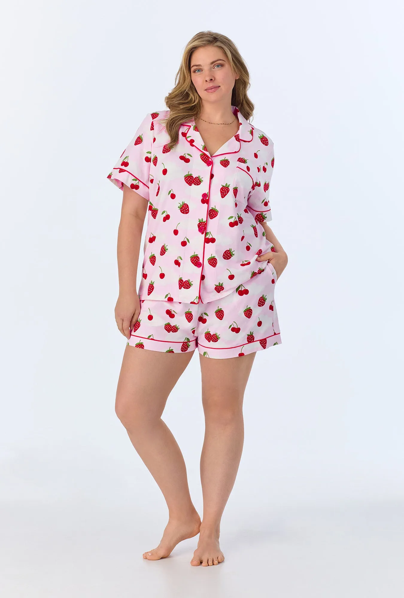 Berry Souffle Short Sleeve Classic Shorty Stretch Jersey PJ Set sold by BedHead product image thumbnail 4