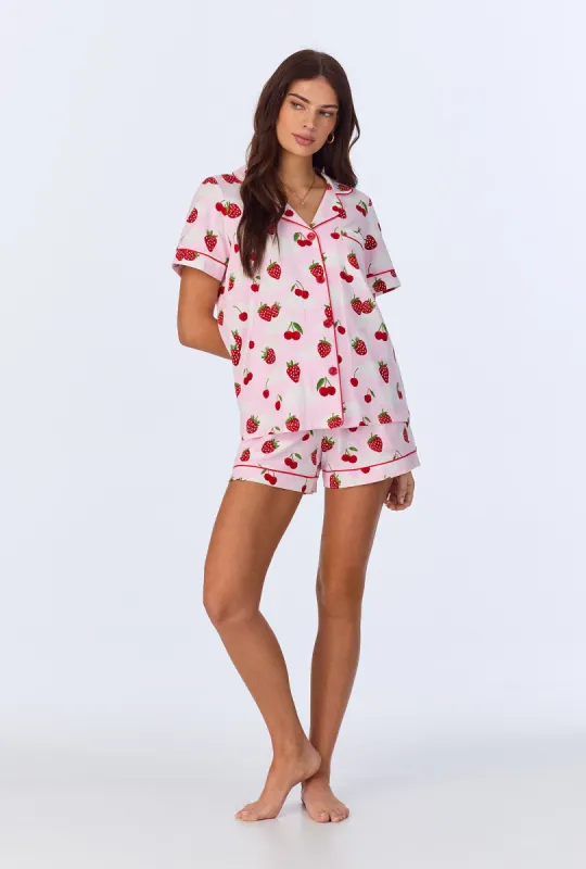 Berry Souffle Short Sleeve Classic Shorty Stretch Jersey PJ Set sold by BedHead