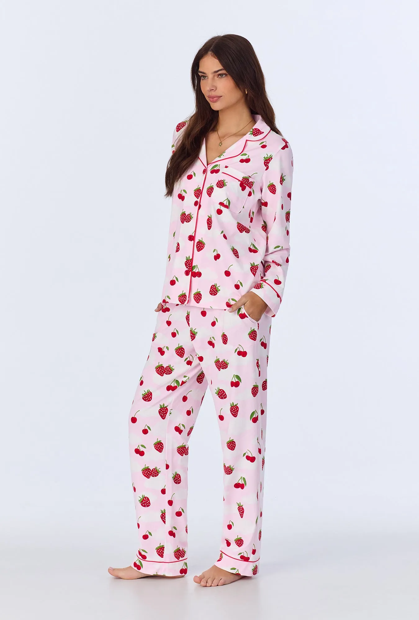 Berry Souffle Long Sleeve Classic Stretch Jersey PJ Set sold by BedHead product image thumbnail 2
