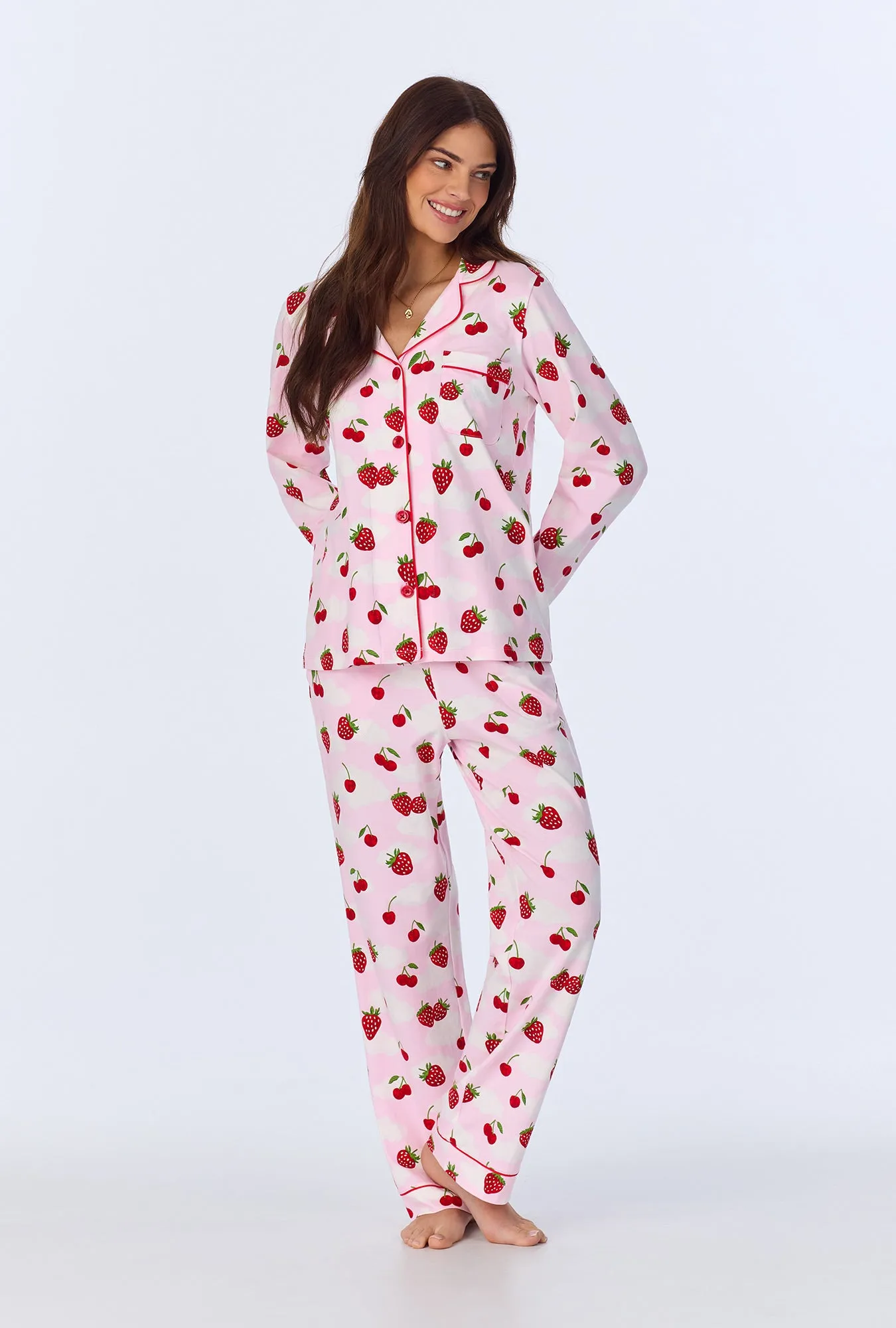 Berry Souffle Long Sleeve Classic Stretch Jersey PJ Set sold by BedHead