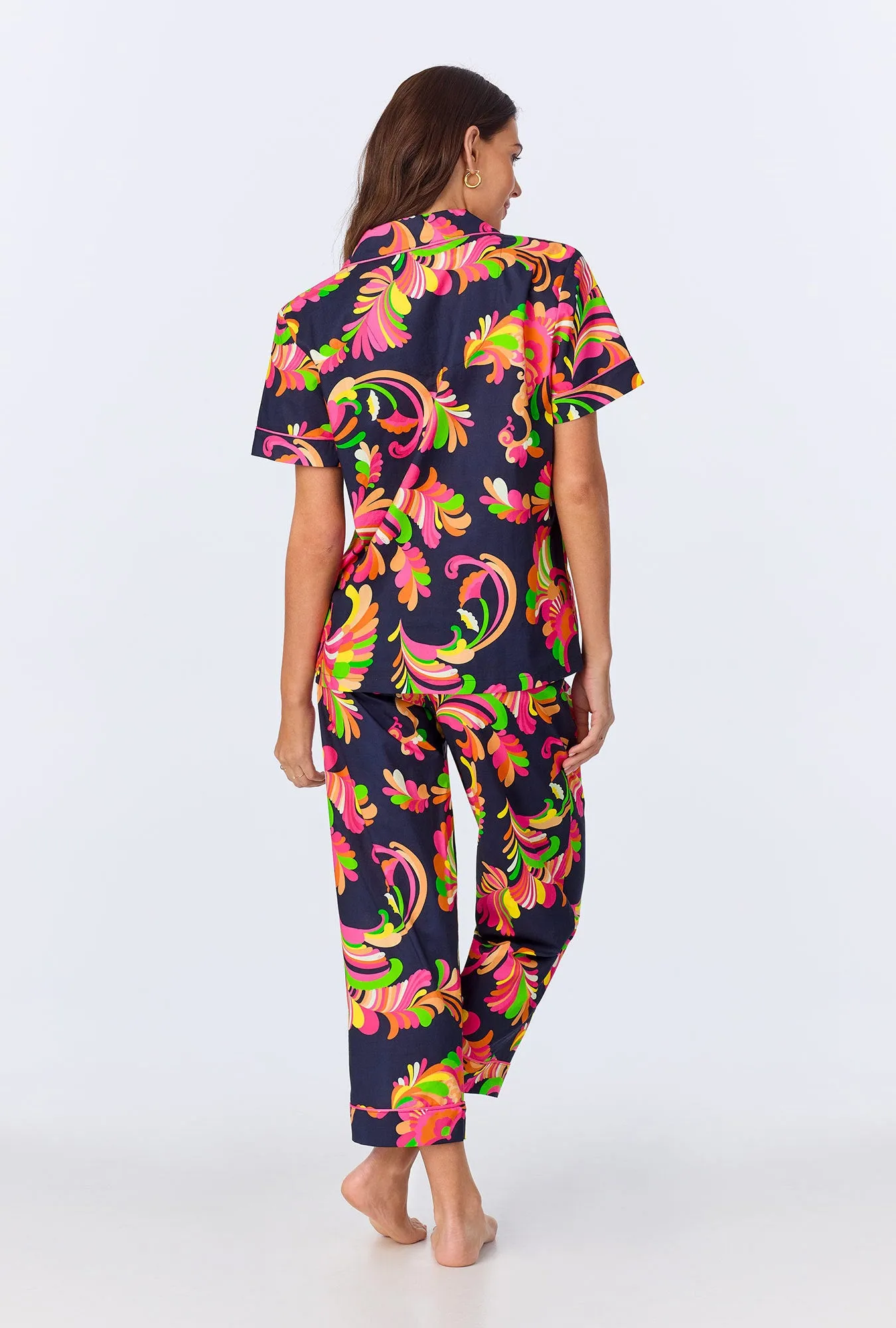 BedHead x Trina Turk Theodora Short Sleeve Classic Woven Cotton Poplin Cropped PJ Set sold by BedHead product image thumbnail 3