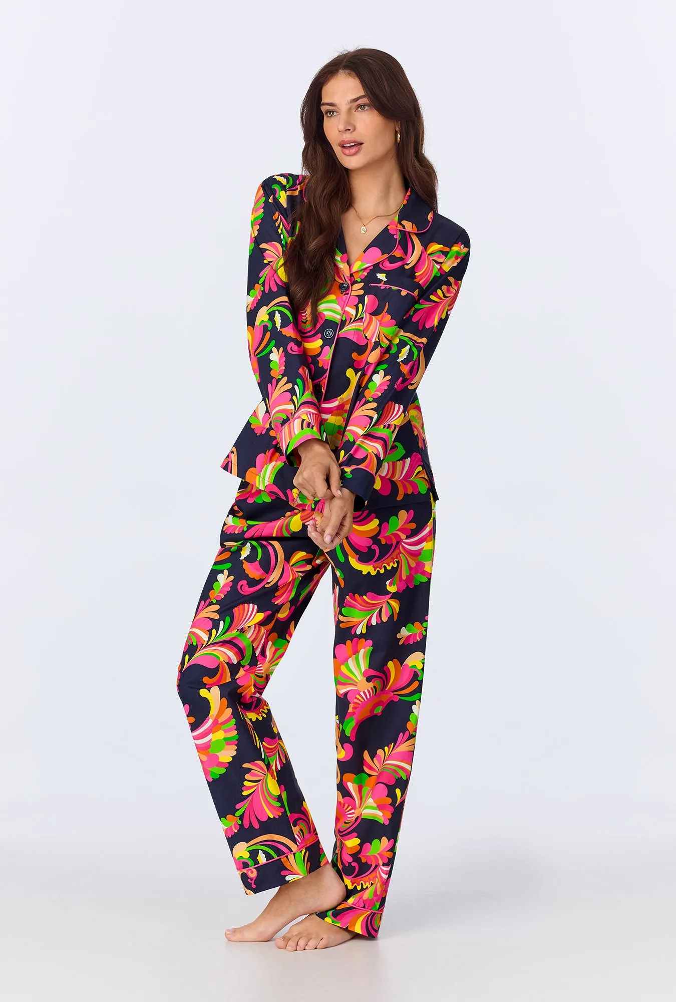 BedHead x Trina Turk Theodora Long Sleeve Classic Woven Cotton Poplin PJ Set sold by BedHead product image thumbnail 2