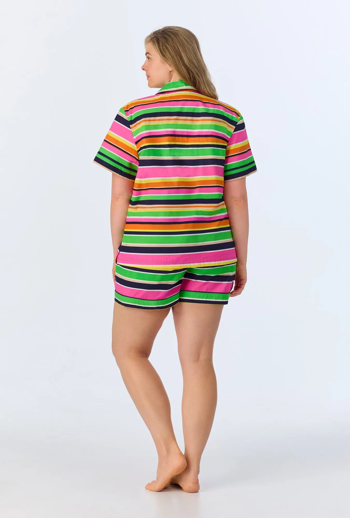 BedHead x Trina Turk Poolside Stripe Short Sleeve Classic Woven Cotton Poplin Shorty PJ Set sold by BedHead product image thumbnail 5