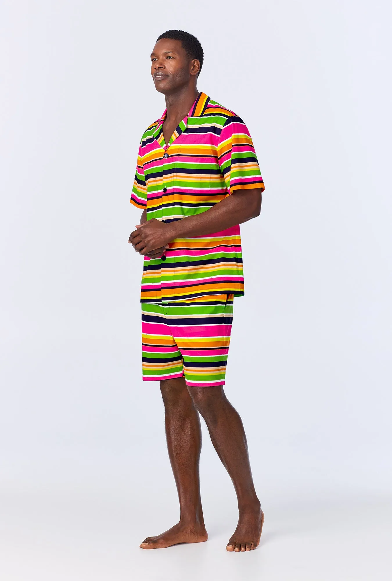 BedHead x Mr. Turk Poolside Stripe Men's Sleeve Notch Woven Cotton Poplin Boxer PJ Set sold by BedHead product image thumbnail 2