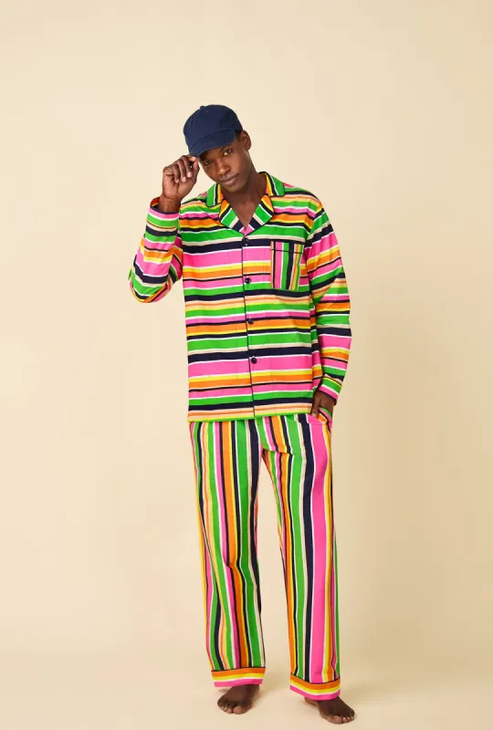 BedHead x Mr. Turk Poolside Stripe Men's Long Sleeve Classic Woven Cotton Poplin PJ Set sold by BedHead