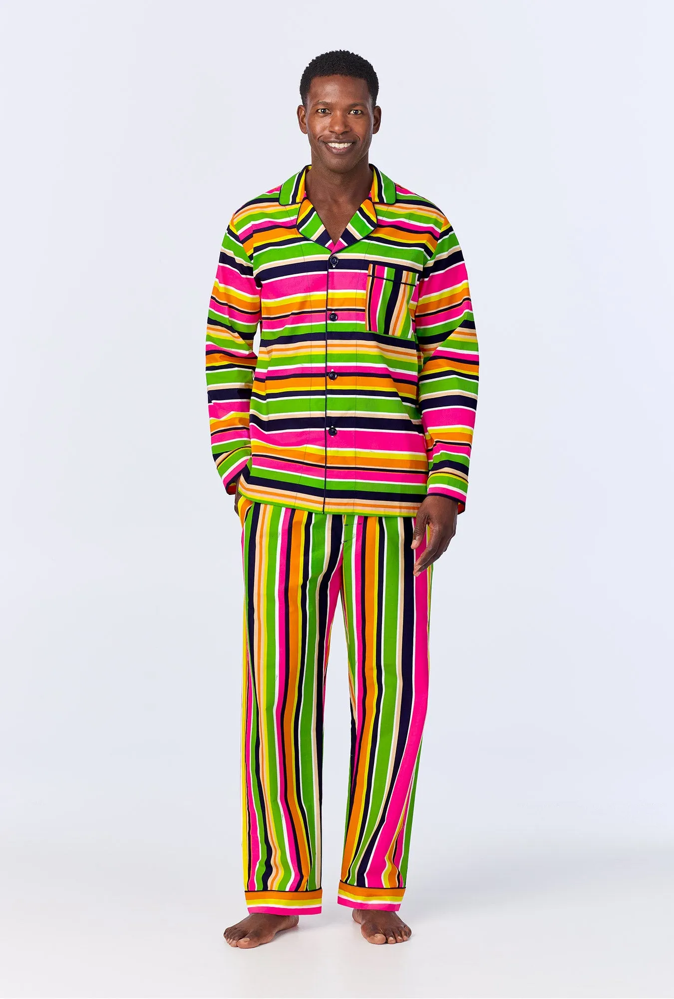 BedHead x Mr. Turk Poolside Stripe Men's Long Sleeve Classic Woven Cotton Poplin PJ Set sold by BedHead product image thumbnail 2