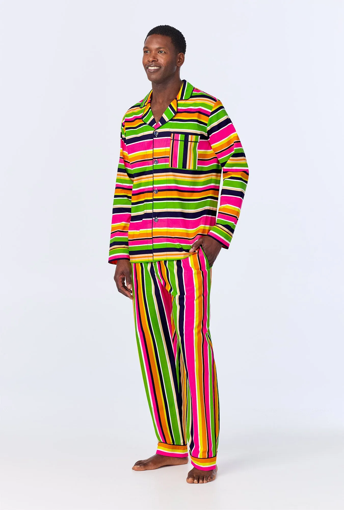 BedHead x Mr. Turk Poolside Stripe Men's Long Sleeve Classic Woven Cotton Poplin PJ Set sold by BedHead product image thumbnail 3