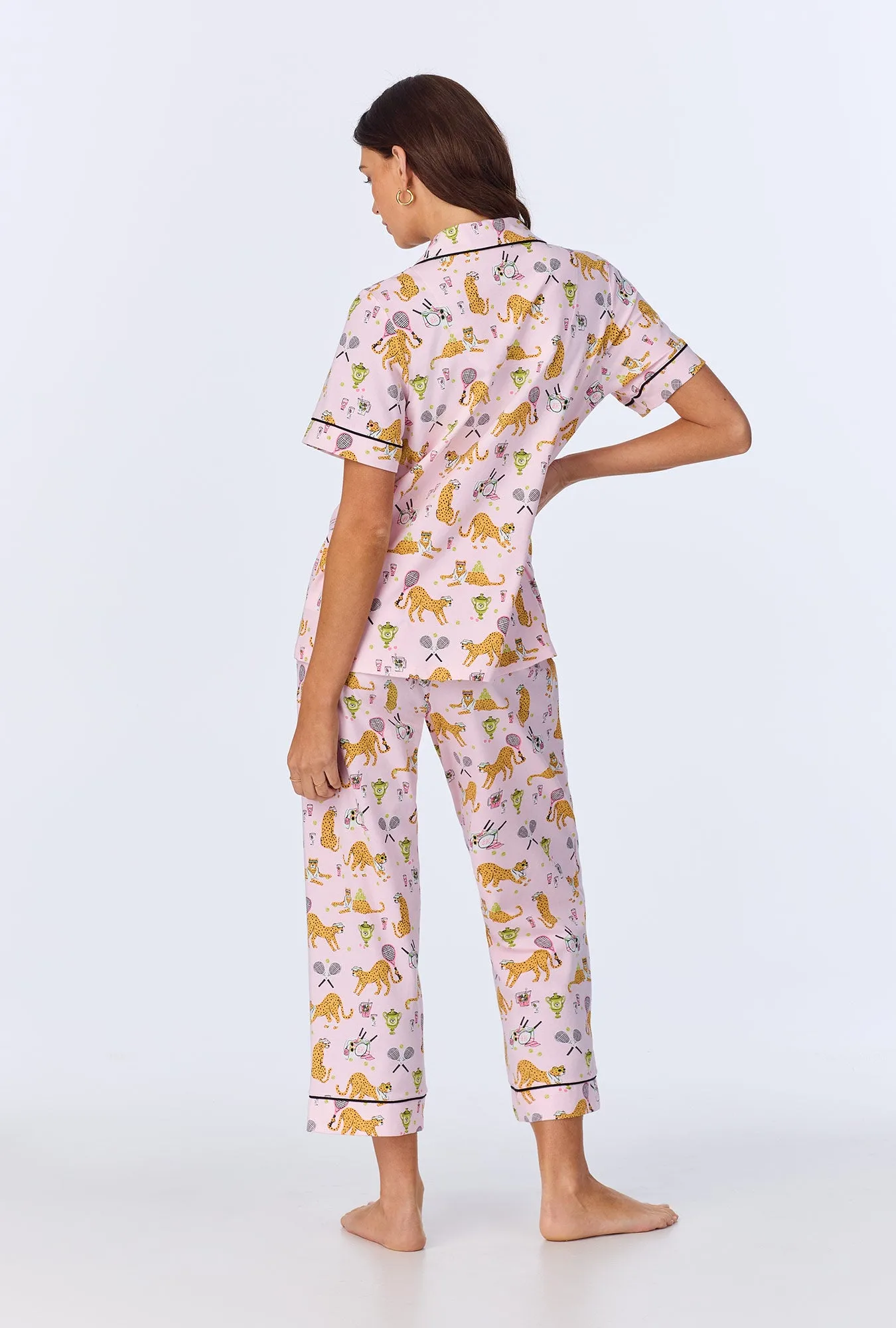 Tennis Cheetahs Short Sleeve Classic Stretch Jersey Cropped PJ Set sold by BedHead product image thumbnail 3