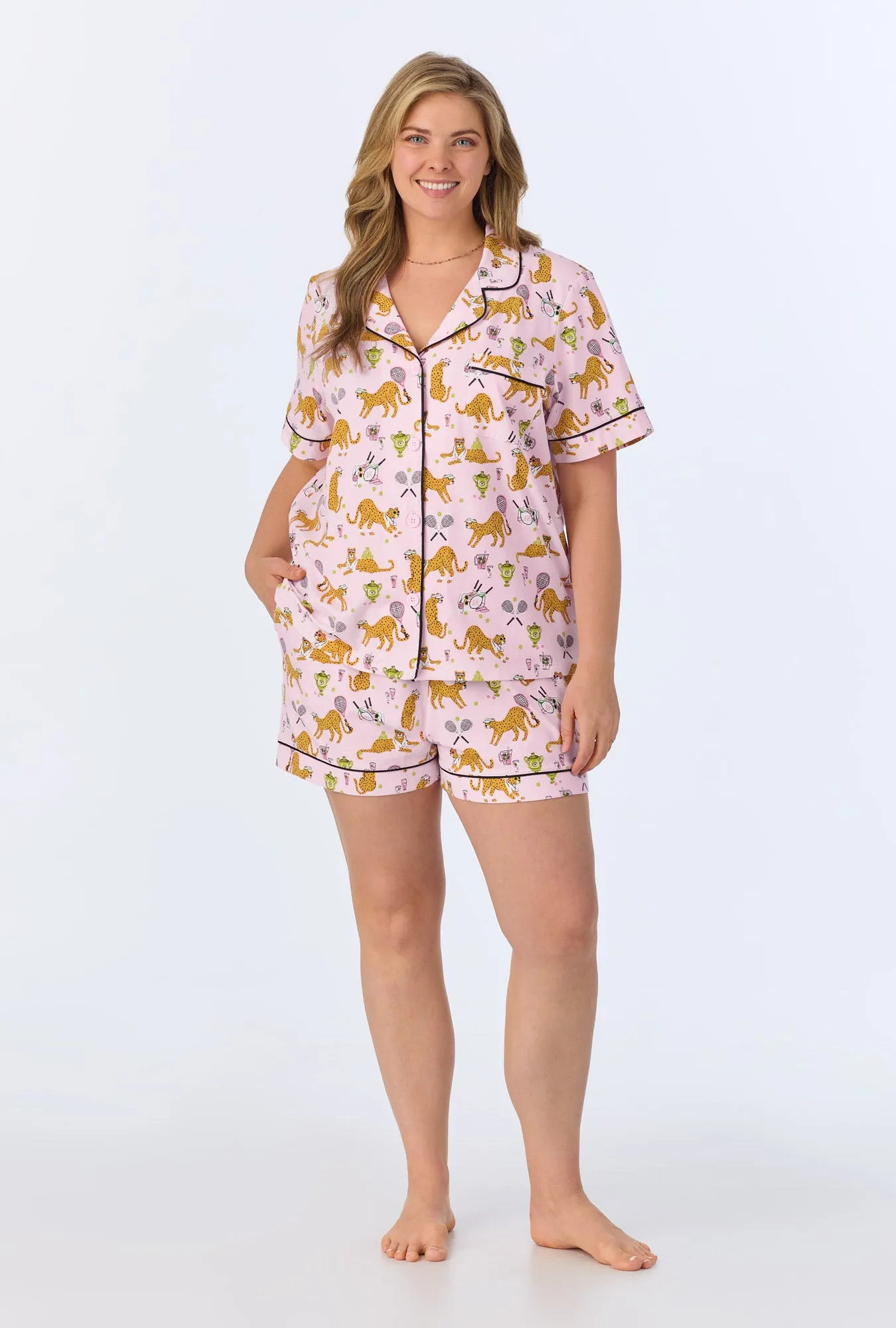 Tennis Cheetahs Short Sleeve Classic Shorty Stretch Jersey PJ Set sold by BedHead product image thumbnail 5