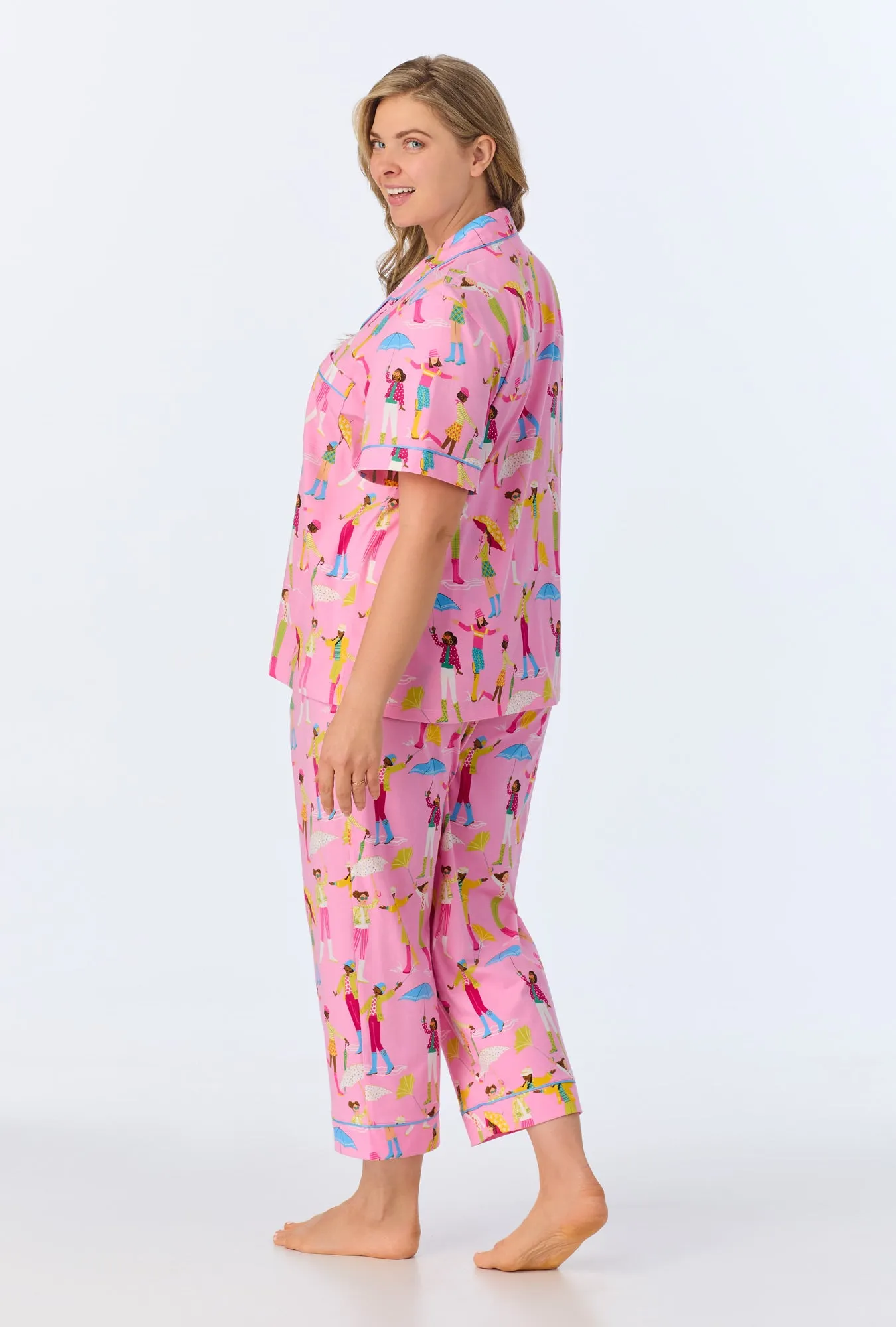 Spring Showers Short Sleeve Classic Stretch Jersey Cropped PJ Set sold by BedHead product image thumbnail 4