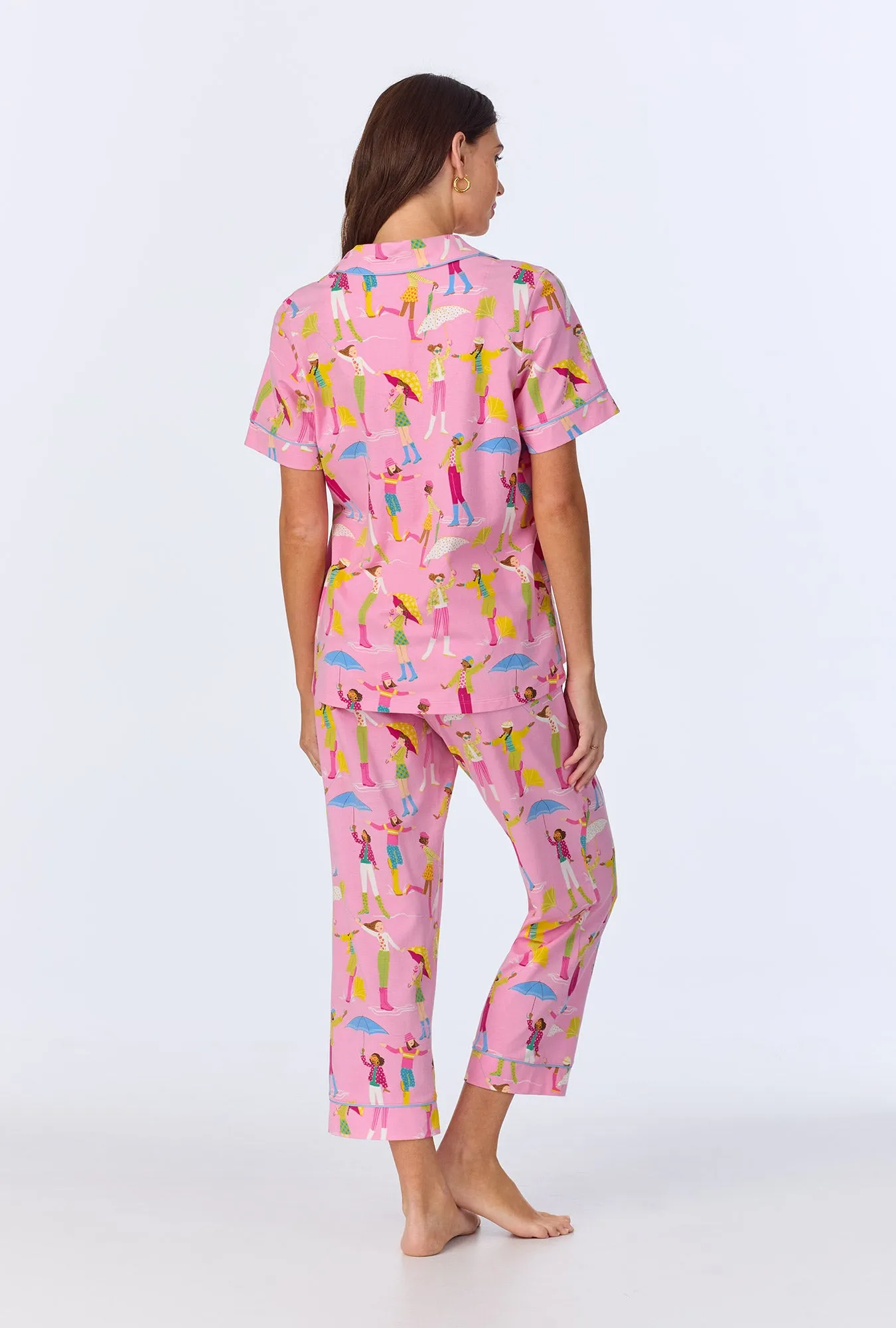 Spring Showers Short Sleeve Classic Stretch Jersey Cropped PJ Set sold by BedHead product image thumbnail 3