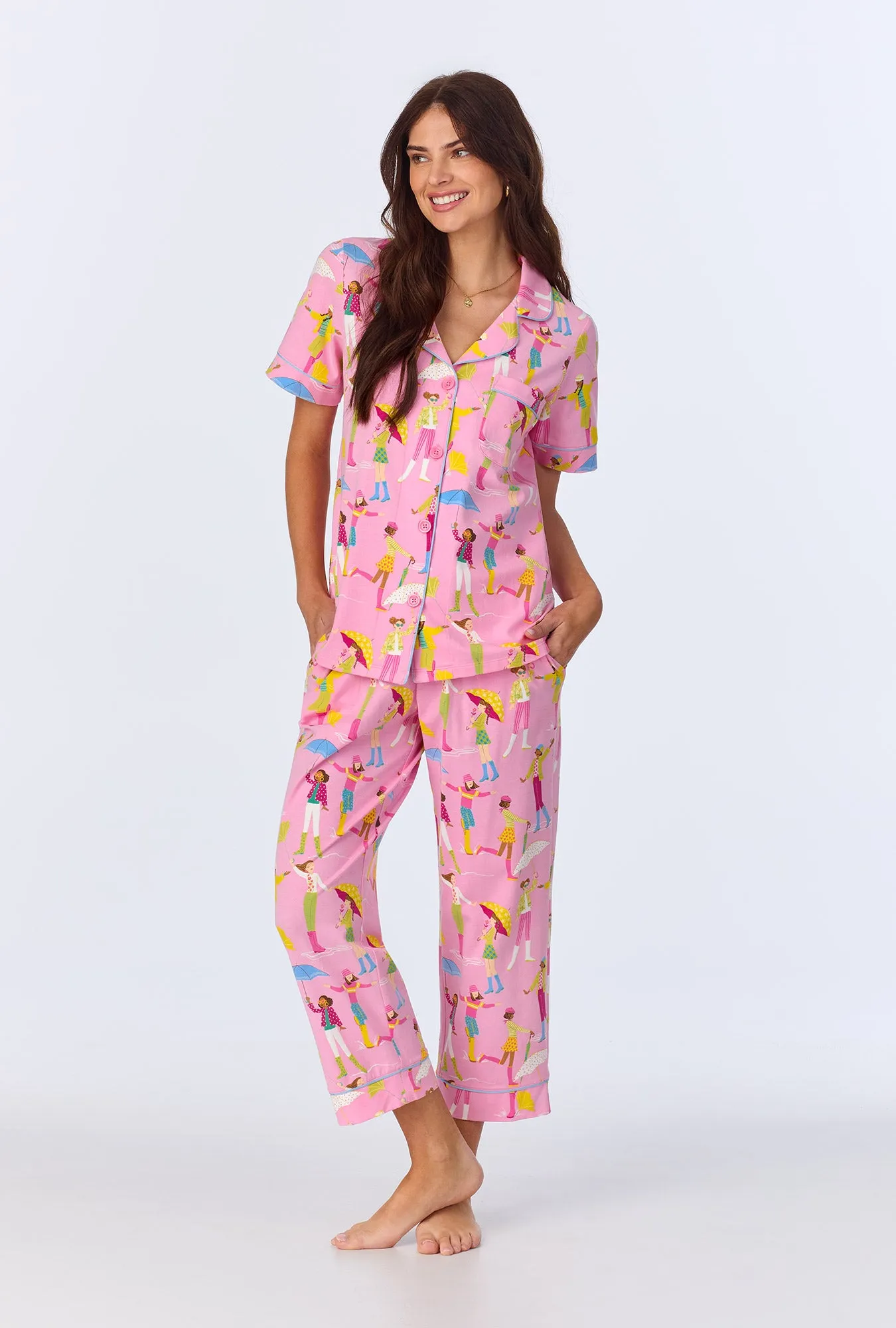 Spring Showers Short Sleeve Classic Stretch Jersey Cropped PJ Set sold by BedHead product image thumbnail 2