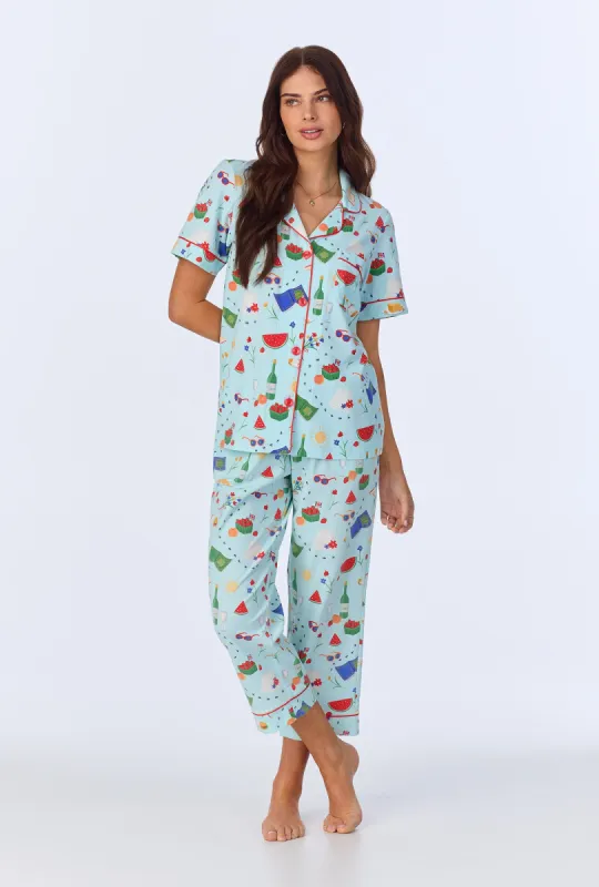 Garden Grazing  Short Sleeve Classic Stretch Jersey Cropped PJ Set sold by BedHead