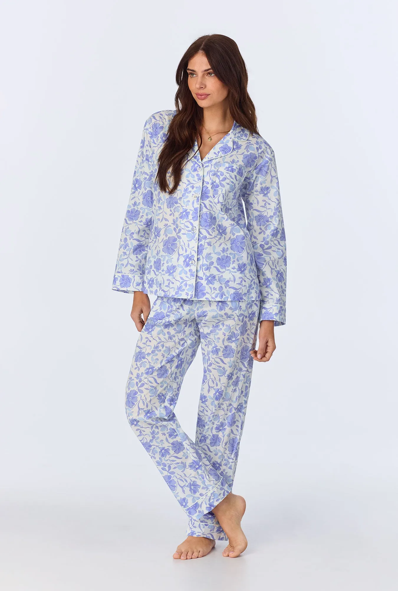 Belle Fleur Long Sleeve Classic Woven Cotton Poplin PJ Set sold by BedHead product image thumbnail 2