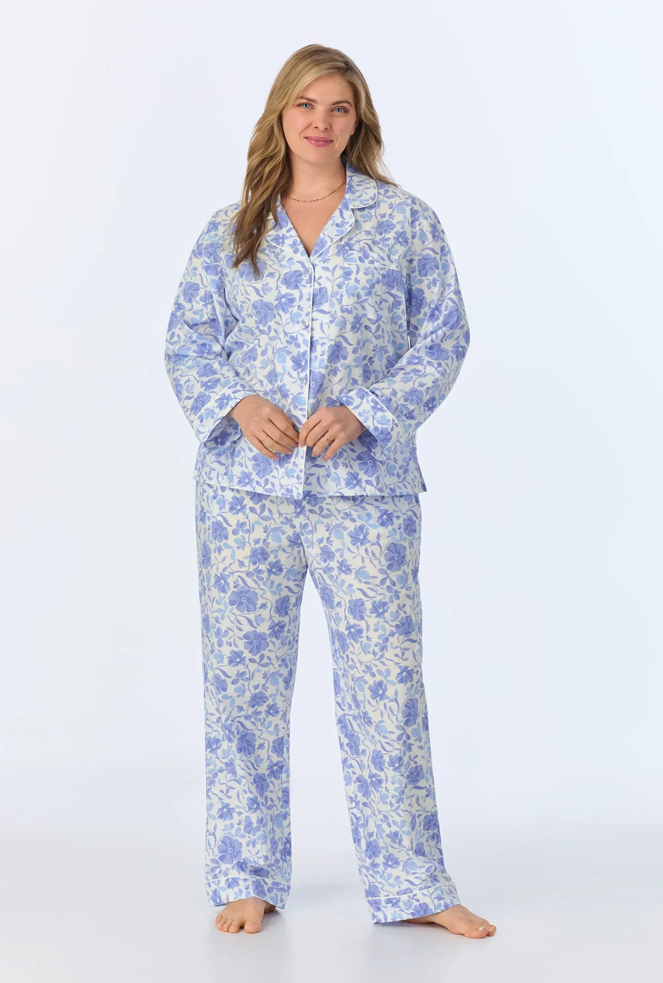 Belle Fleur Long Sleeve Classic Woven Cotton Poplin PJ Set sold by BedHead product image thumbnail 5
