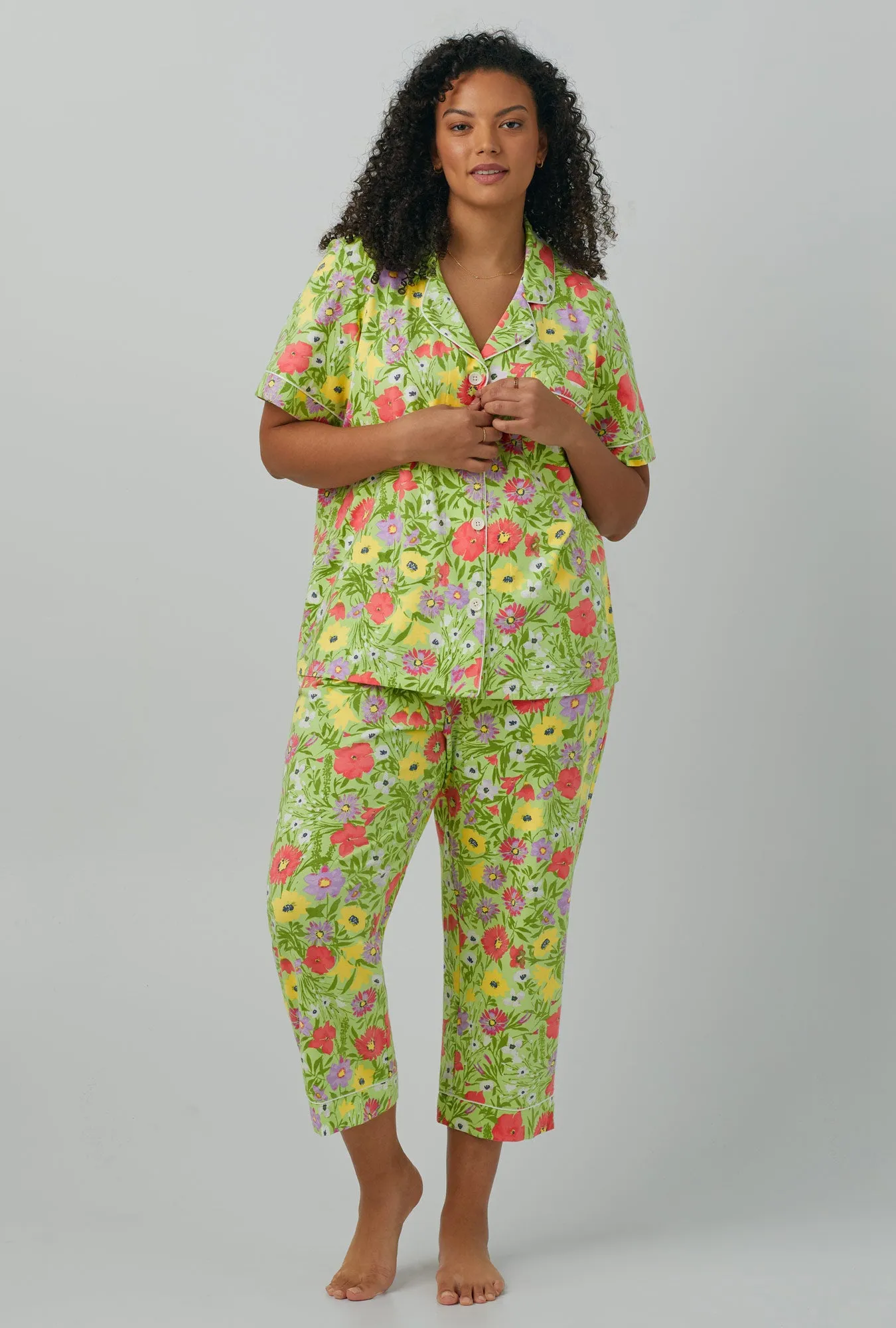 Whispering Meadow Short Sleeve Classic Stretch Jersey Cropped PJ Set sold by BedHead product image thumbnail 5