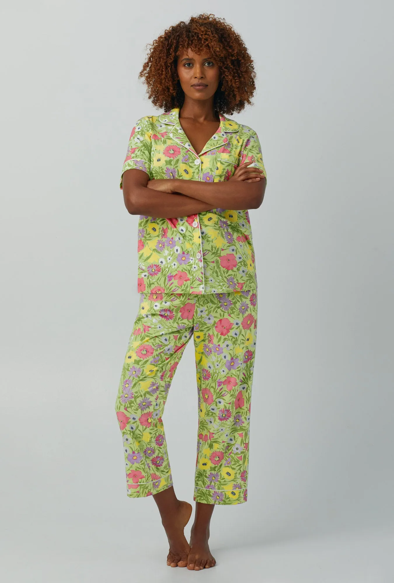 Whispering Meadow Short Sleeve Classic Stretch Jersey Cropped PJ Set sold by BedHead product image thumbnail 2