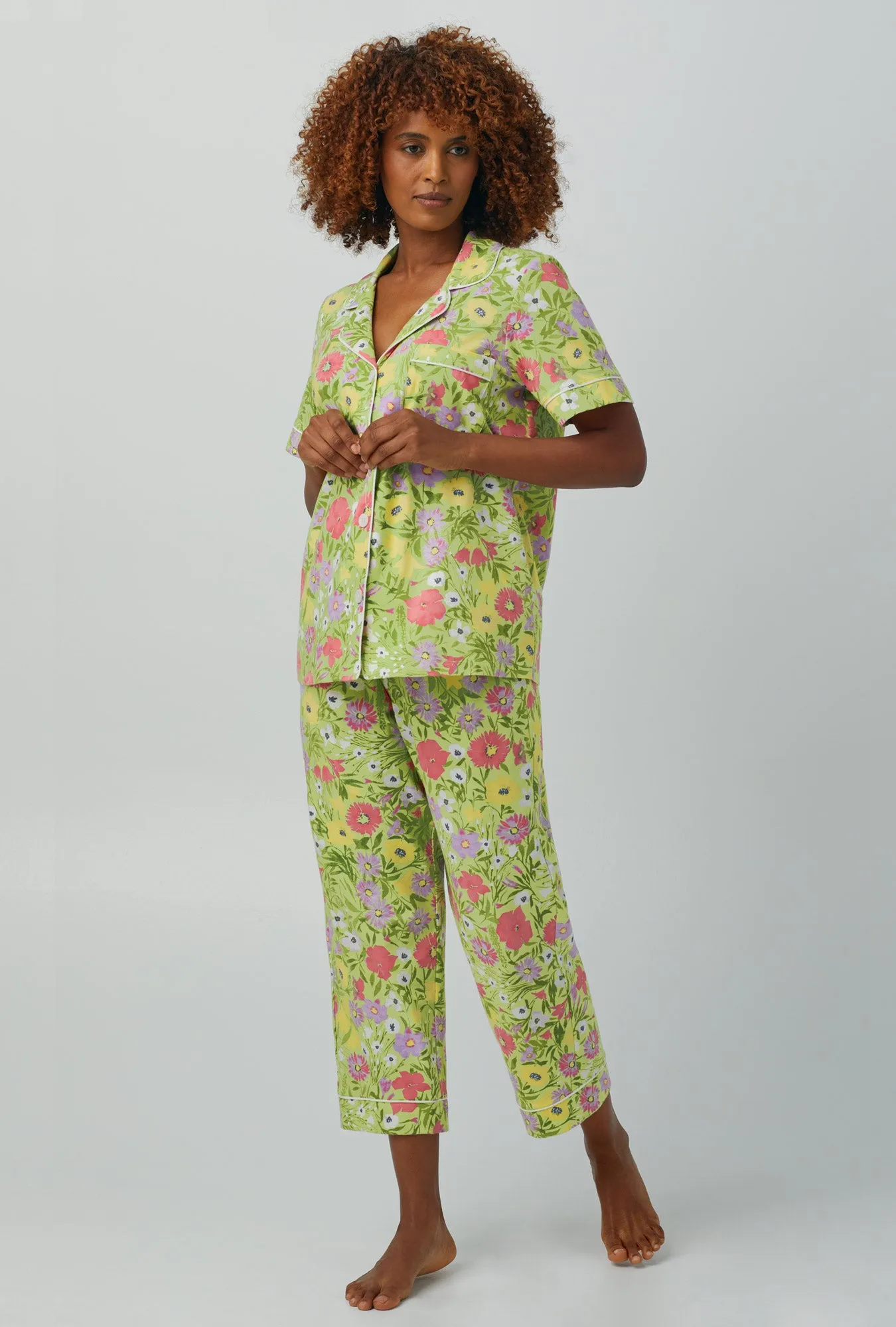 Whispering Meadow Short Sleeve Classic Stretch Jersey Cropped PJ Set sold by BedHead product image thumbnail 3