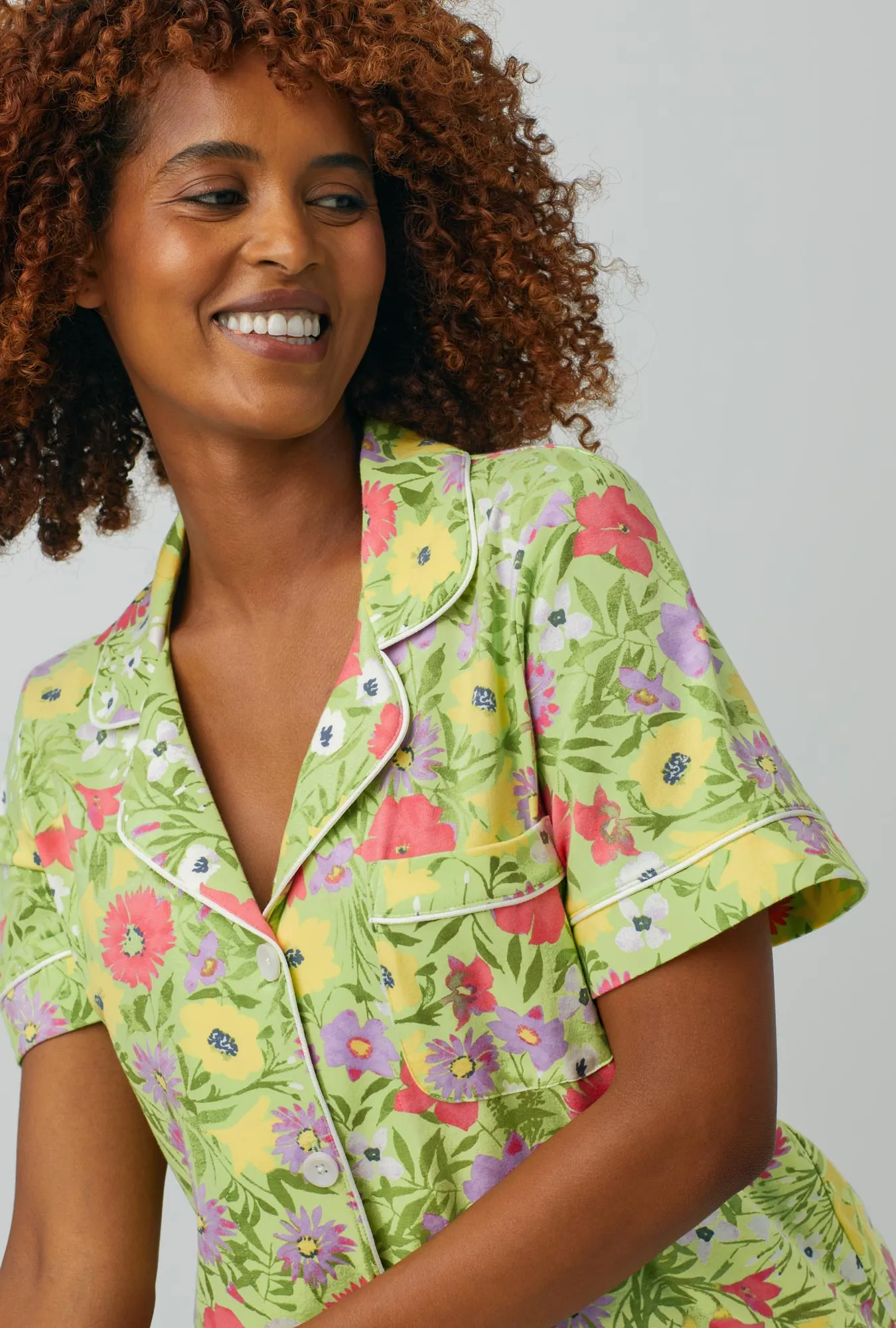 Whispering Meadow Short Sleeve Classic Stretch Jersey Cropped PJ Set sold by BedHead