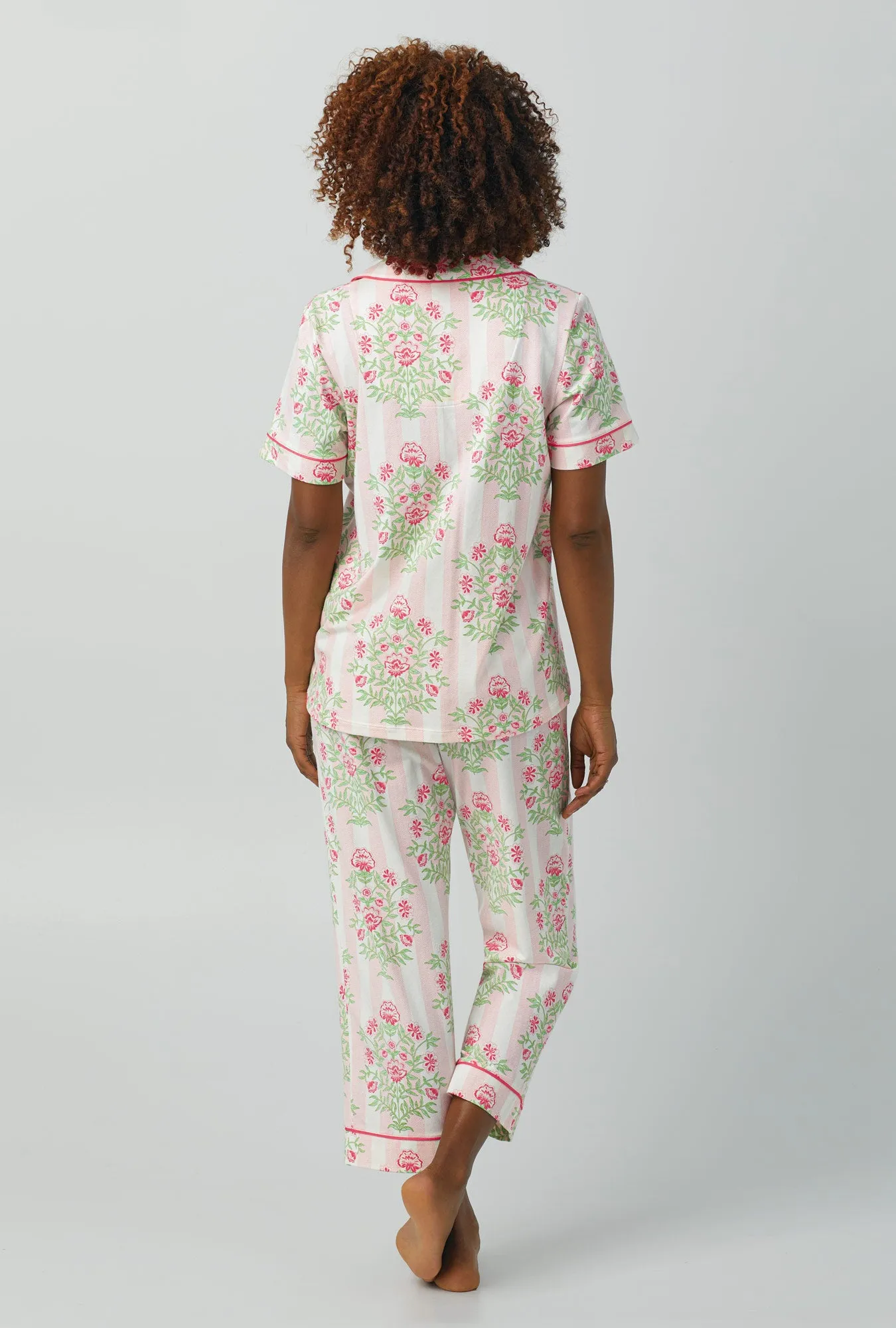 Estate Bouquet Short Sleeve Classic Stretch Jersey Cropped PJ Set sold by BedHead product image thumbnail 3