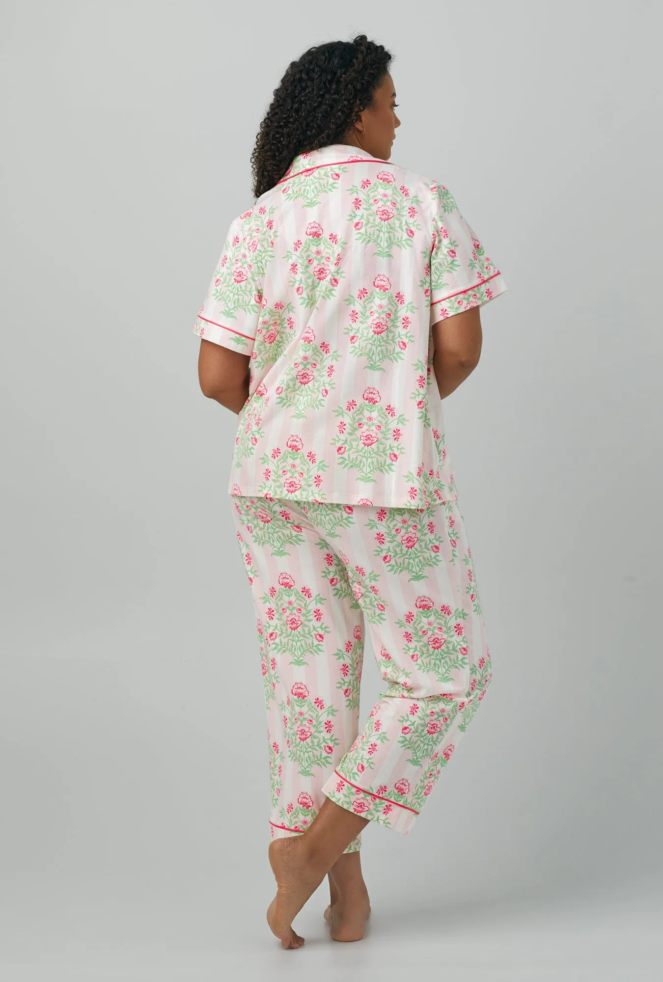 Estate Bouquet Short Sleeve Classic Stretch Jersey Cropped PJ Set sold by BedHead product image thumbnail 5