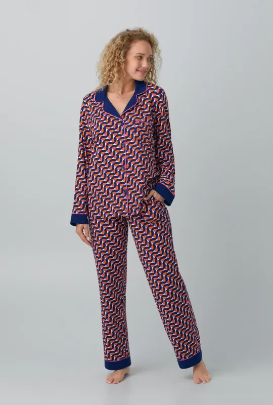 BedHead x Trina Turk Geo Rainbow Long Sleeve Classic Stretch Jersey PJ Set sold by BedHead