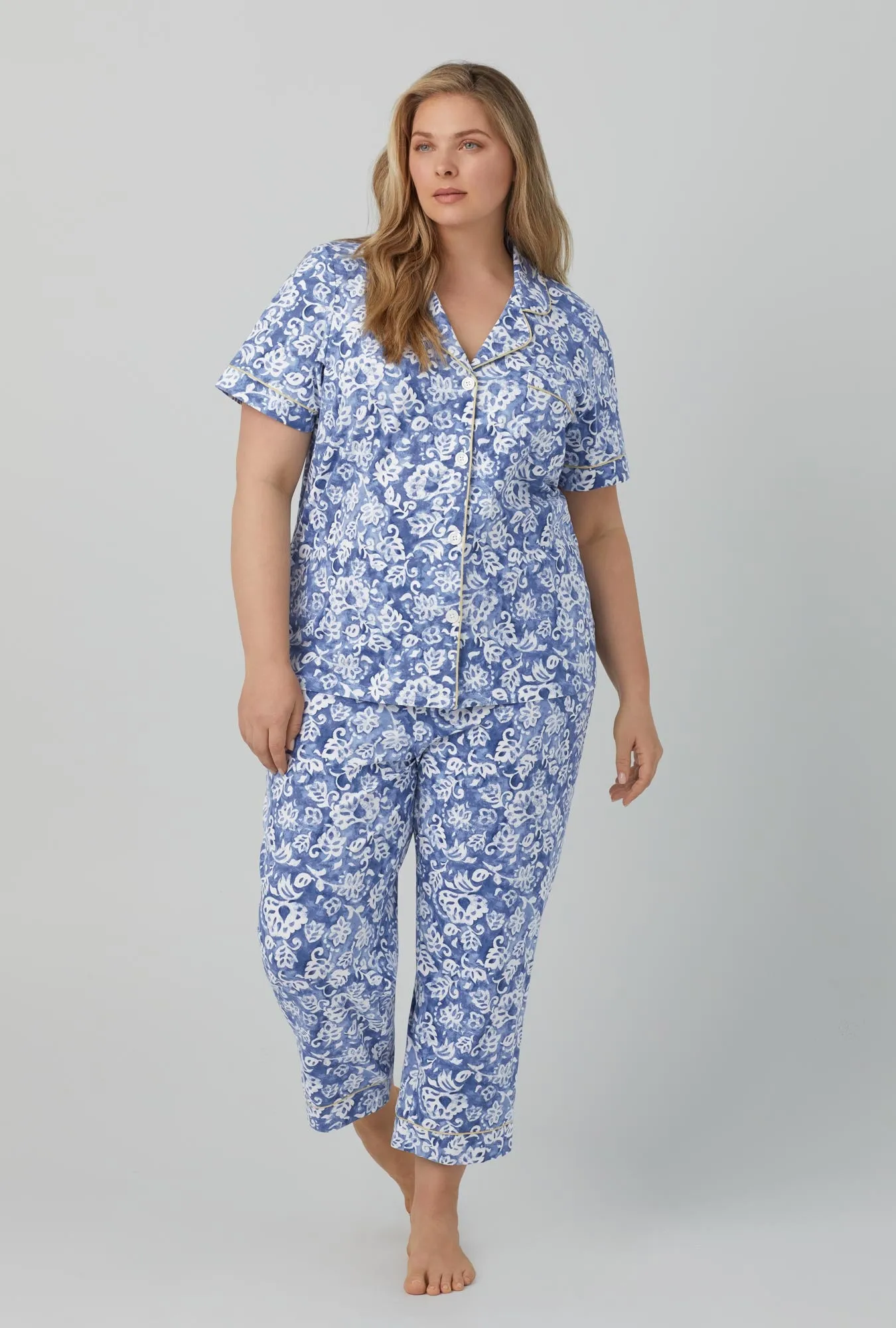 Autumn Eve Short Sleeve Classic Stretch Jersey Cropped PJ Set sold by BedHead product image thumbnail 3