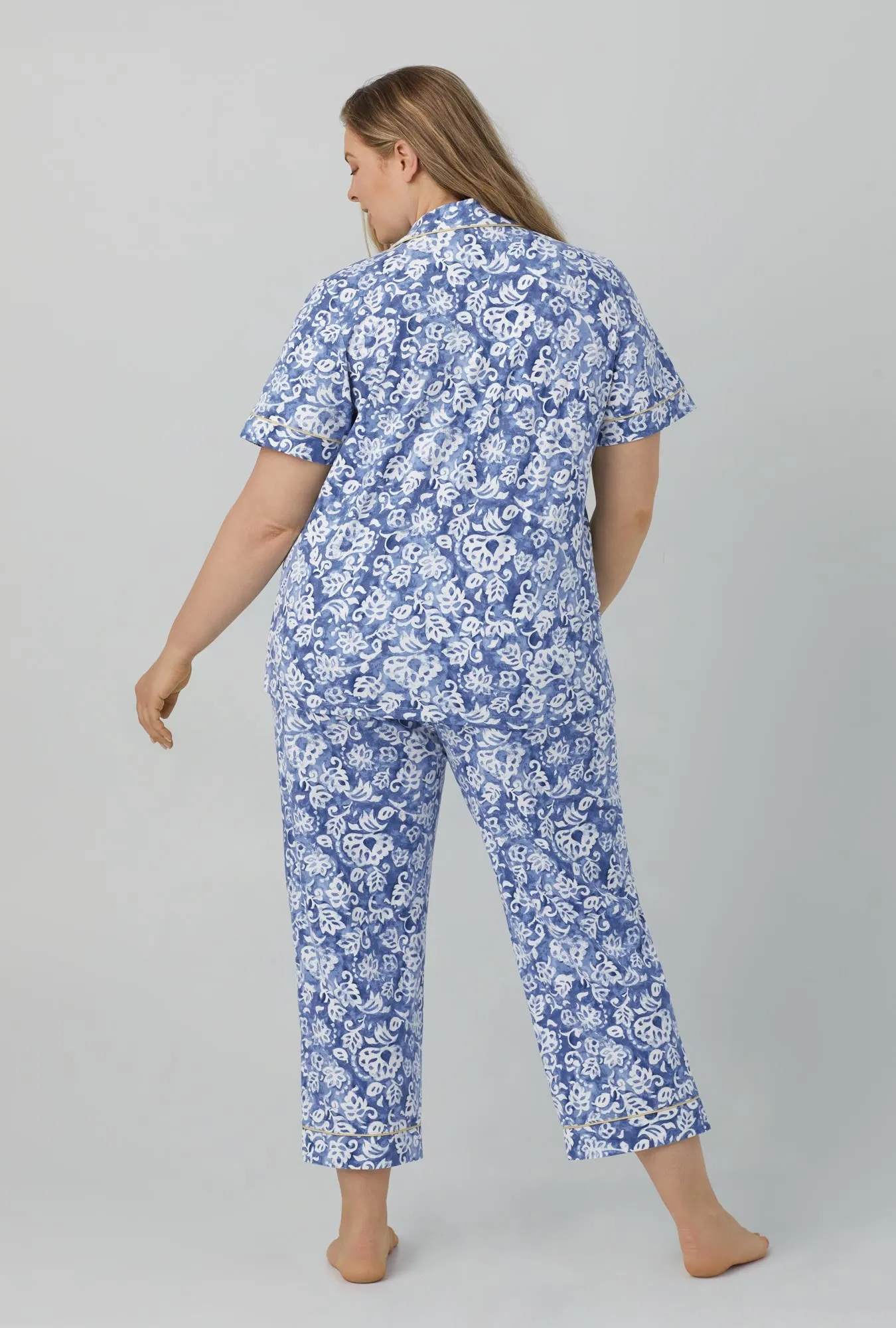 Autumn Eve Short Sleeve Classic Stretch Jersey Cropped PJ Set sold by BedHead product image thumbnail 4