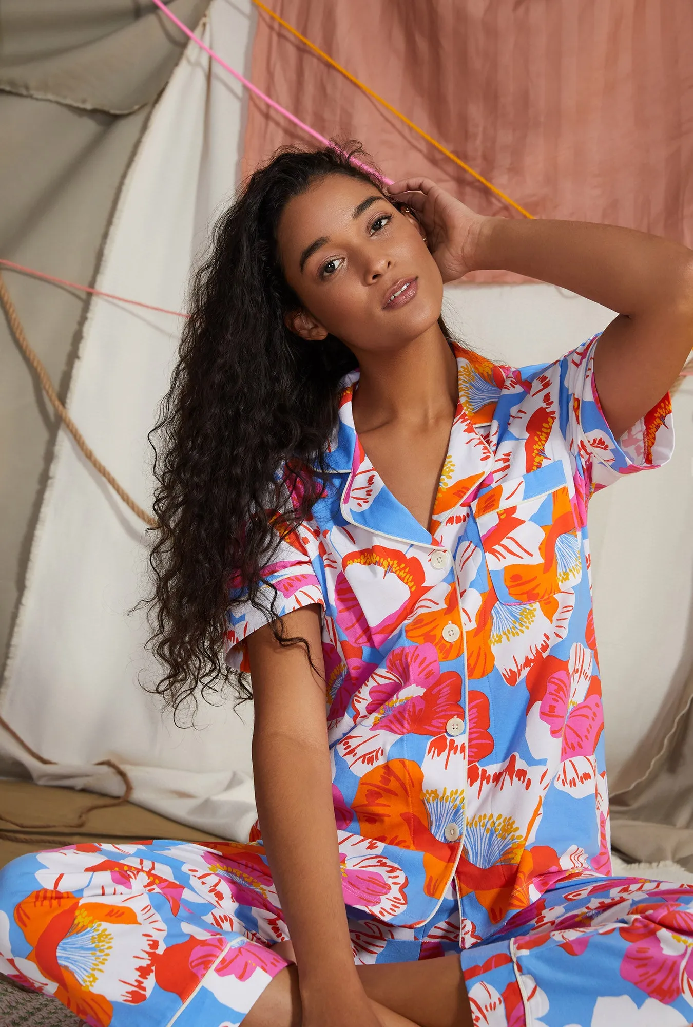 BedHead x Trina Turk Morning Flowers Short Sleeve Stretch Jersey Cropped PJ Set sold by BedHead product image thumbnail 5