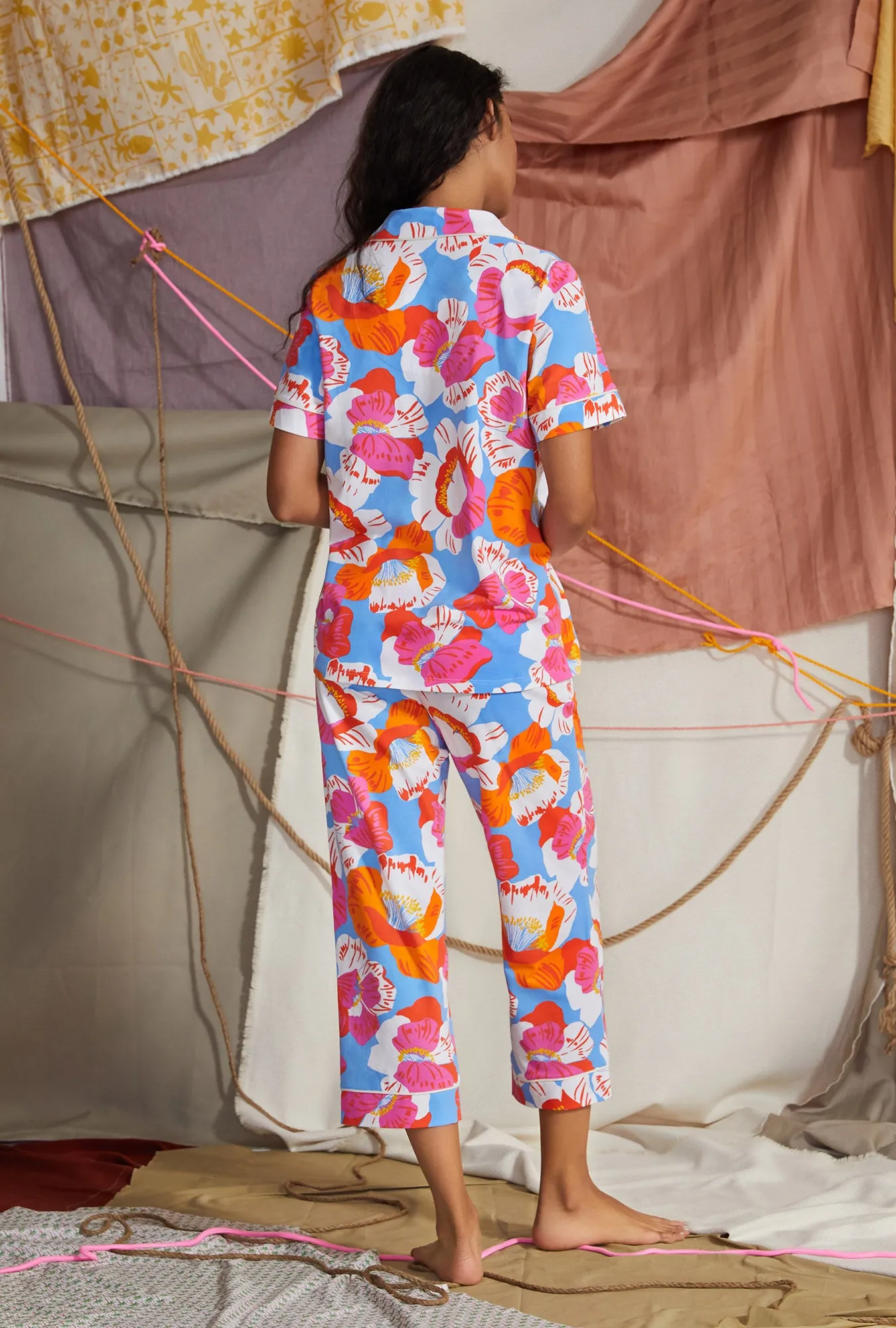 BedHead x Trina Turk Morning Flowers Short Sleeve Stretch Jersey Cropped PJ Set sold by BedHead product image thumbnail 4