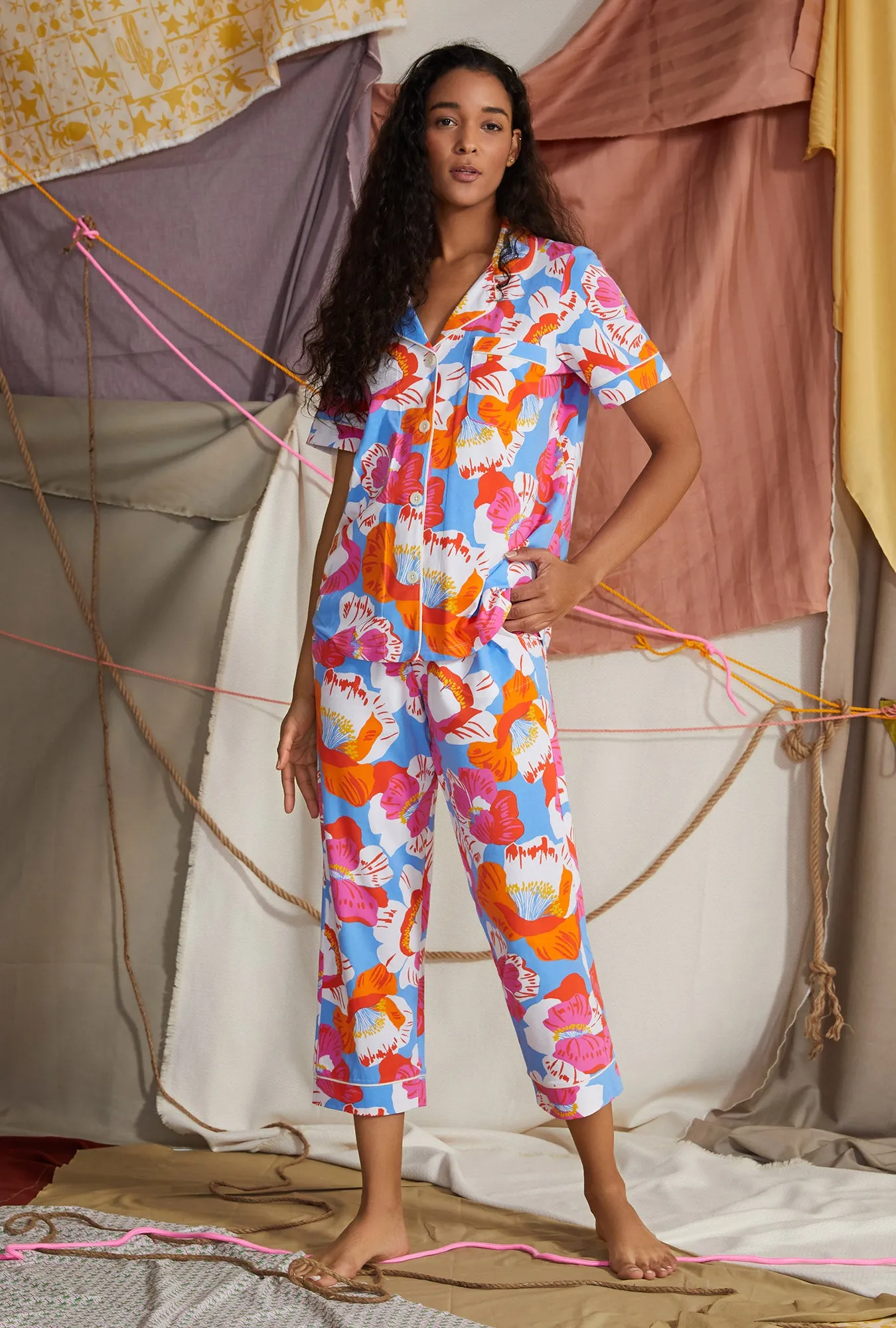 BedHead x Trina Turk Morning Flowers Short Sleeve Stretch Jersey Cropped PJ Set sold by BedHead product image thumbnail 2