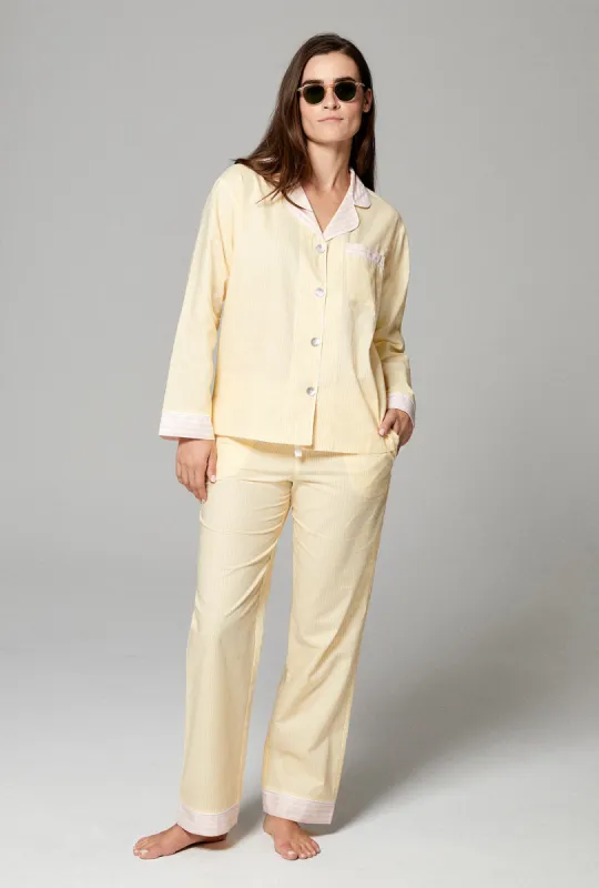Sun Stripe Long Sleeve Classic Woven Cotton Poplin PJ Set sold by BedHead